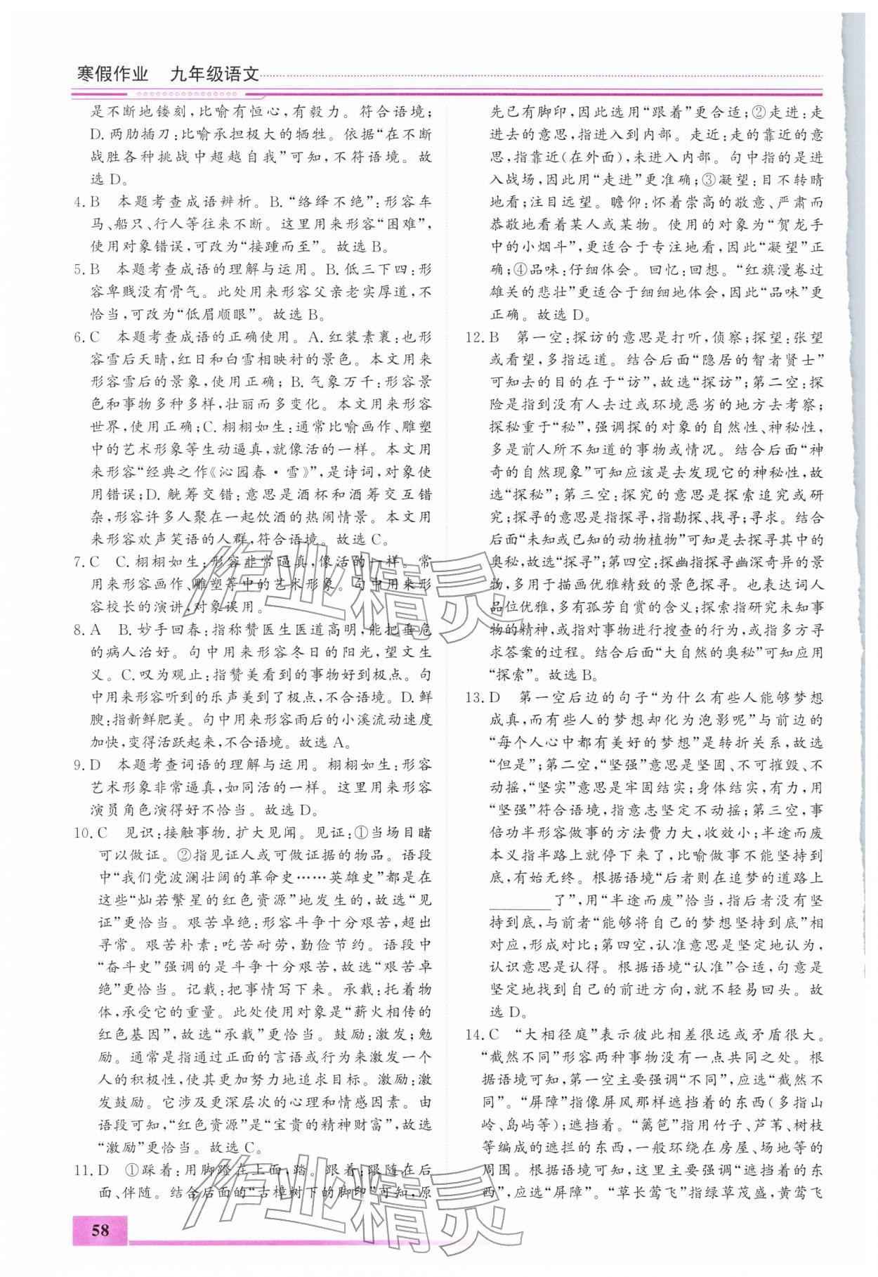 2026年寒假作業(yè)內(nèi)蒙古大學(xué)出版社九年級語文&nbsp;第2頁