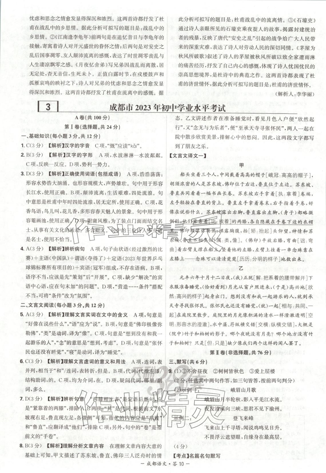 2026年天利38套中考試題精選語文成都專版 第10頁