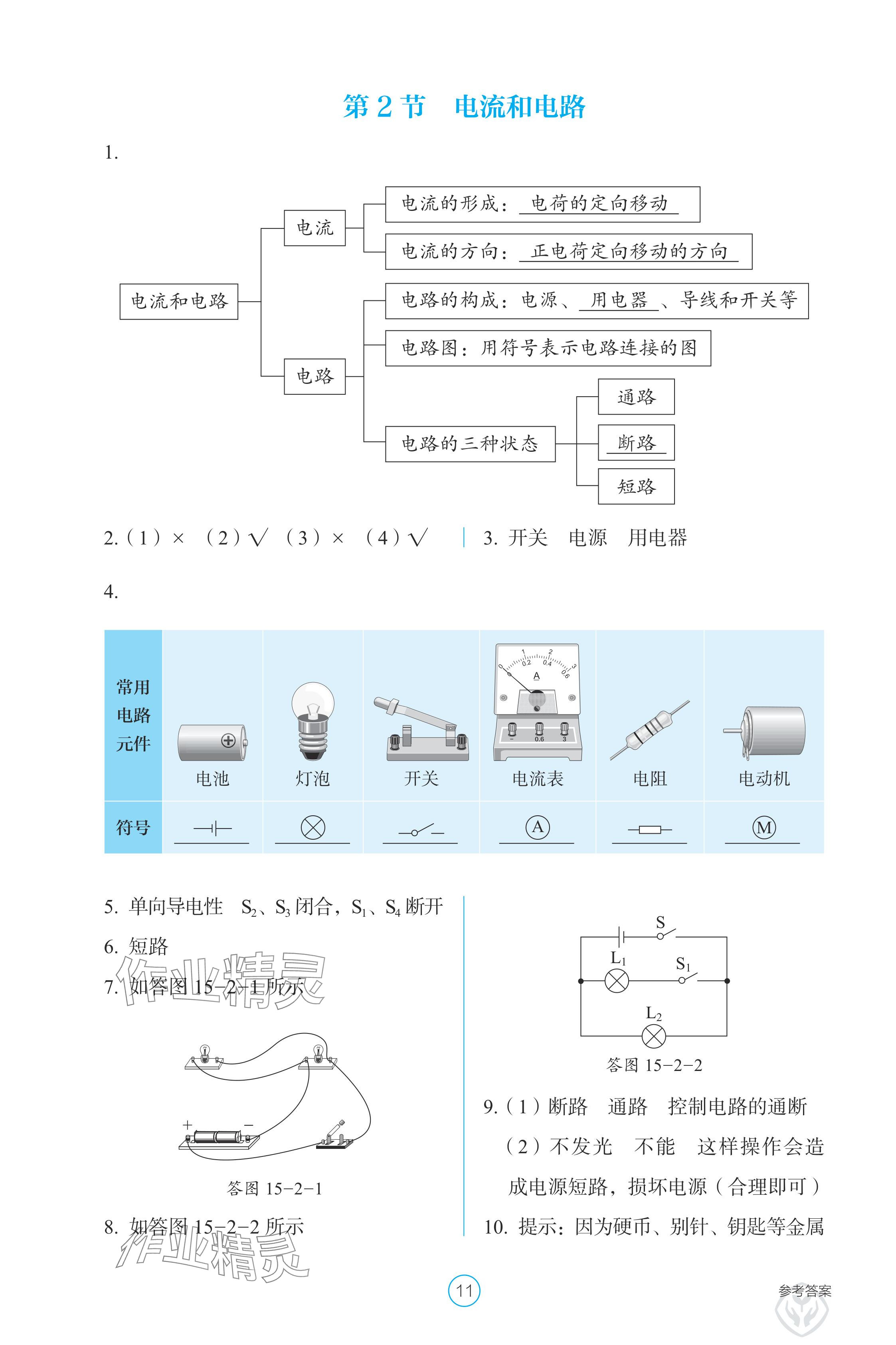 2024年学生基础性作业九年级物理全一册人教版 参考答案第11页