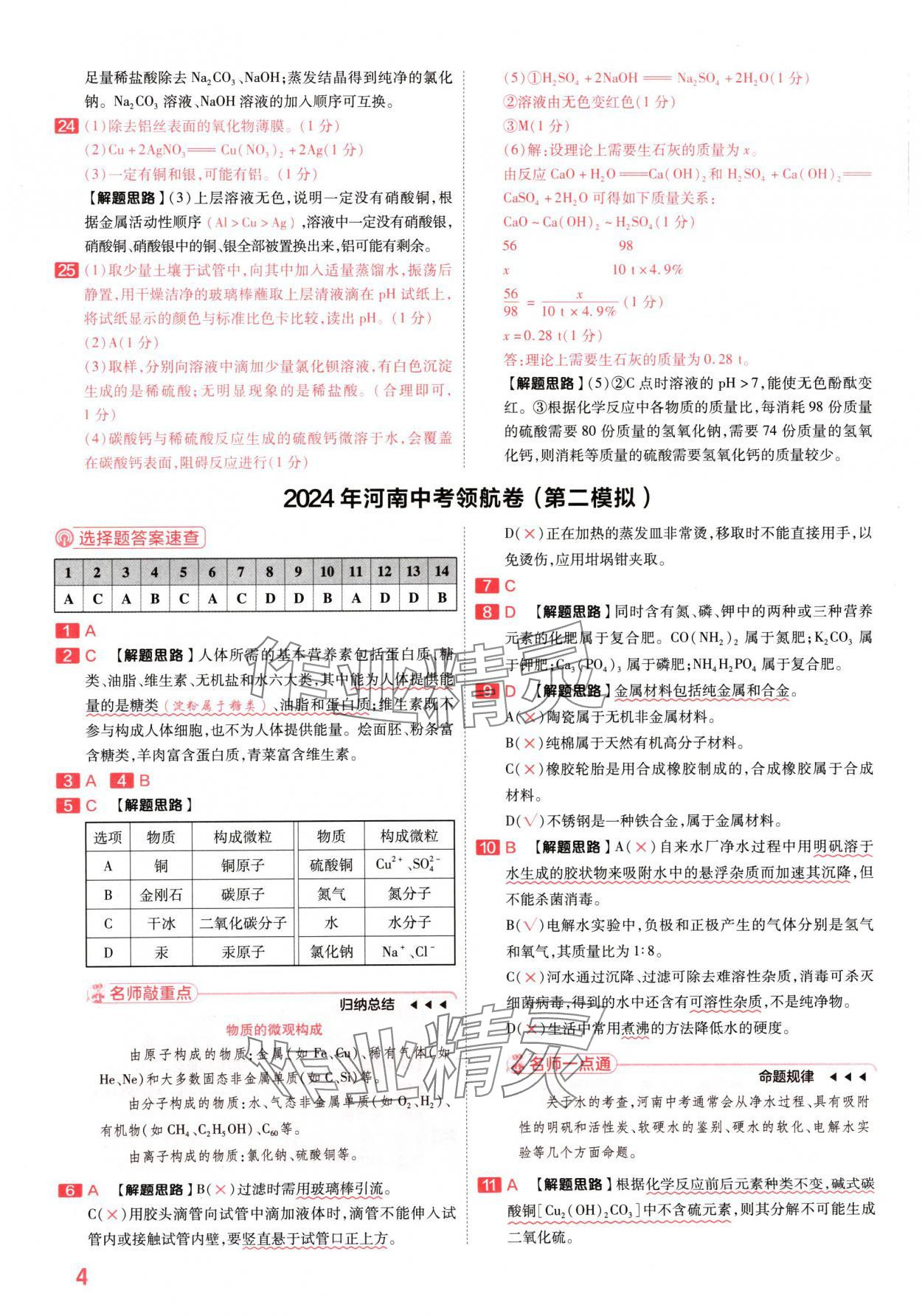 2024年金考卷百校聯(lián)盟系列中考領(lǐng)航卷化學(xué)河南專(zhuān)版 參考答案第3頁(yè)