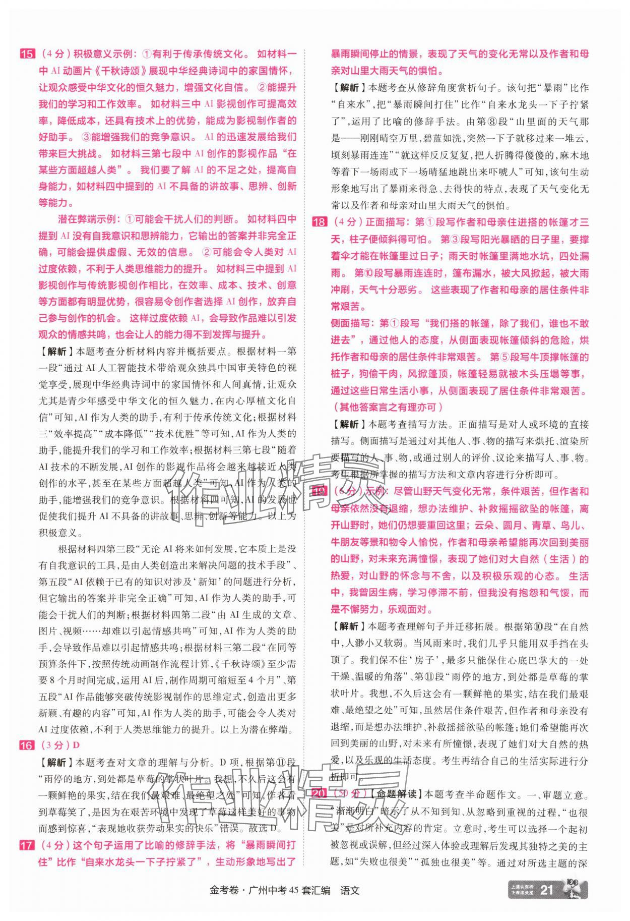 2025年金考卷中考45套汇编语文广州专版 第21页