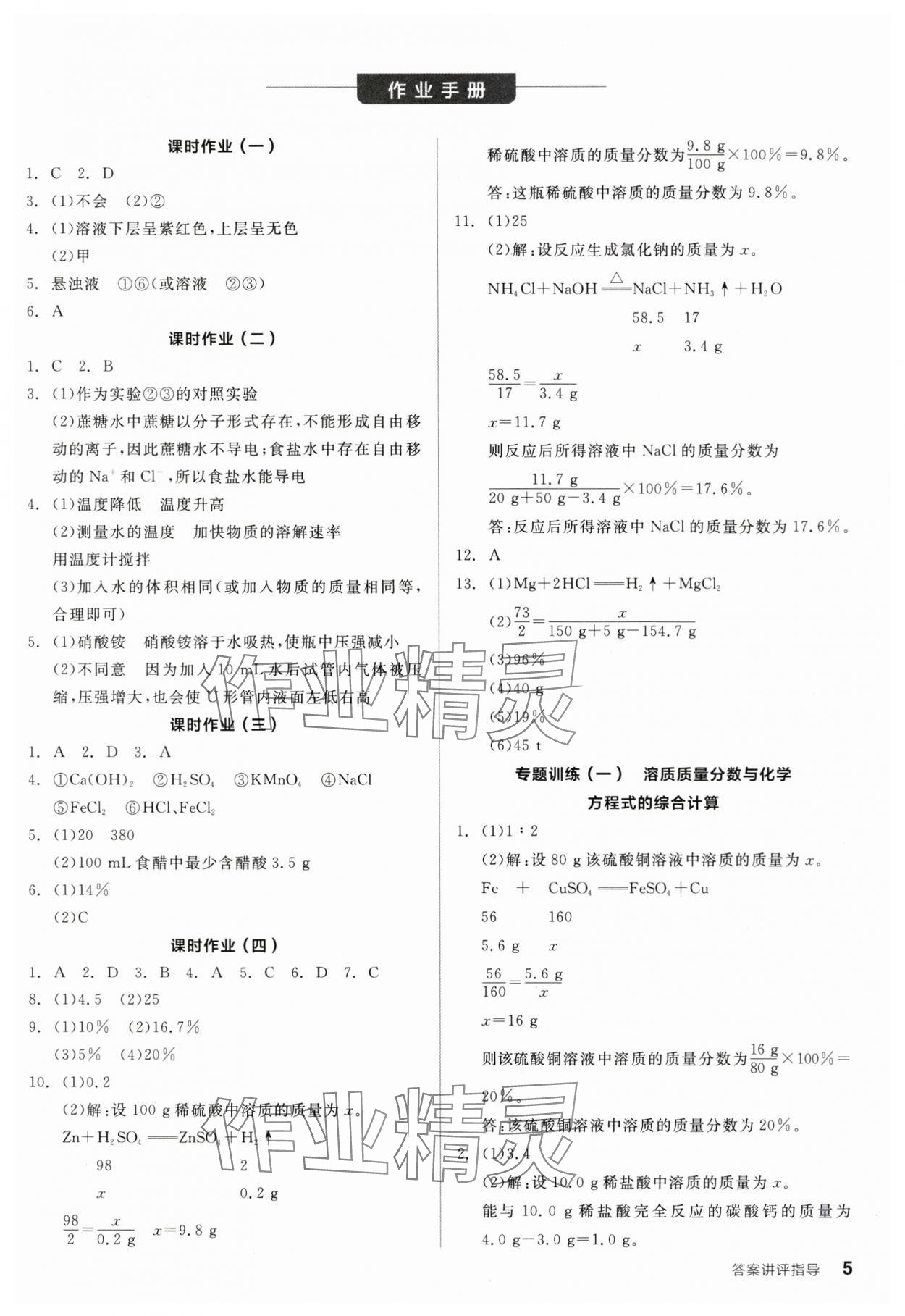 2025年全品學(xué)練考九年級化學(xué)下冊滬教版 第5頁