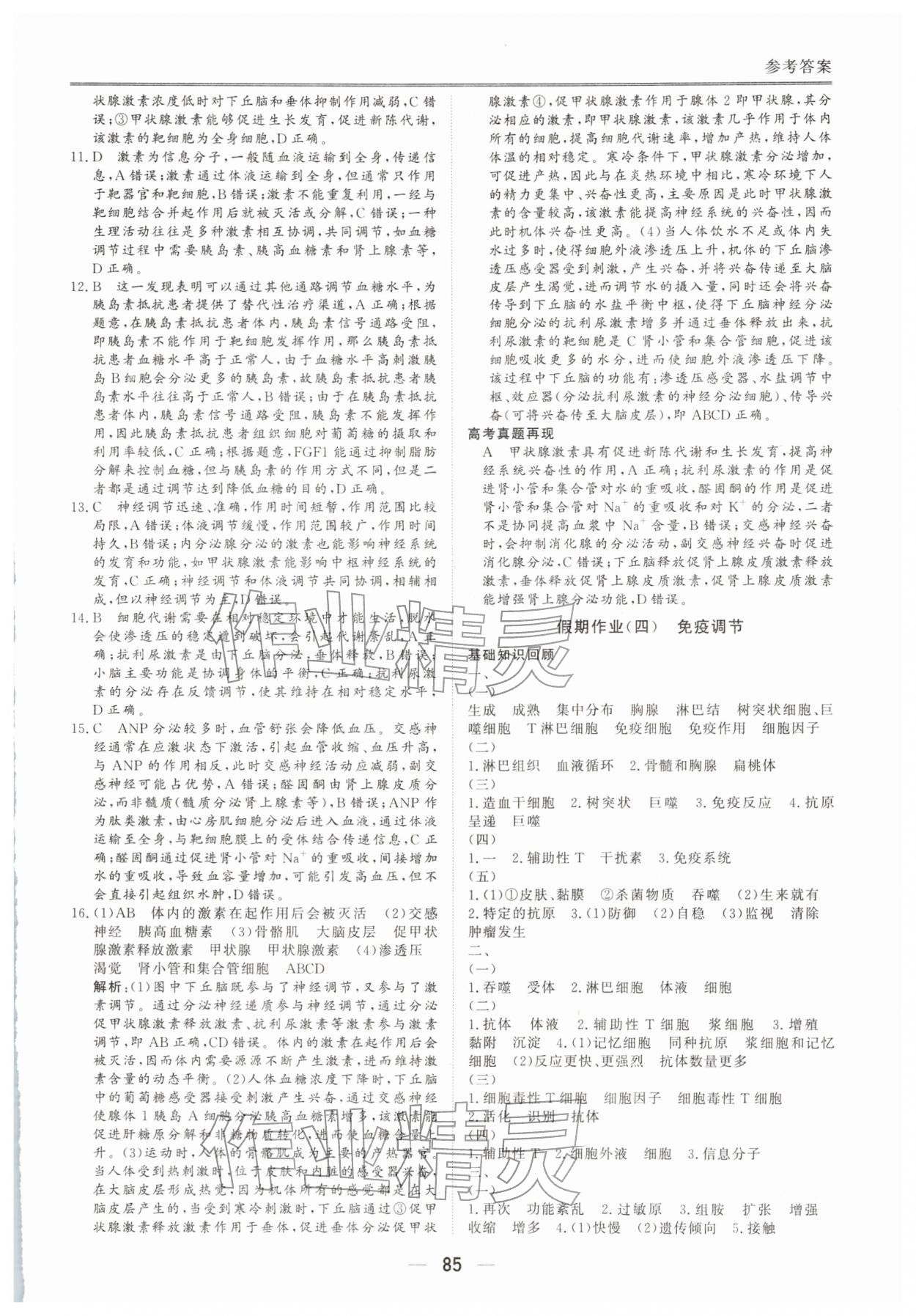 2026年完美假期假期自主学习训练高二生物人教版&nbsp;第5页