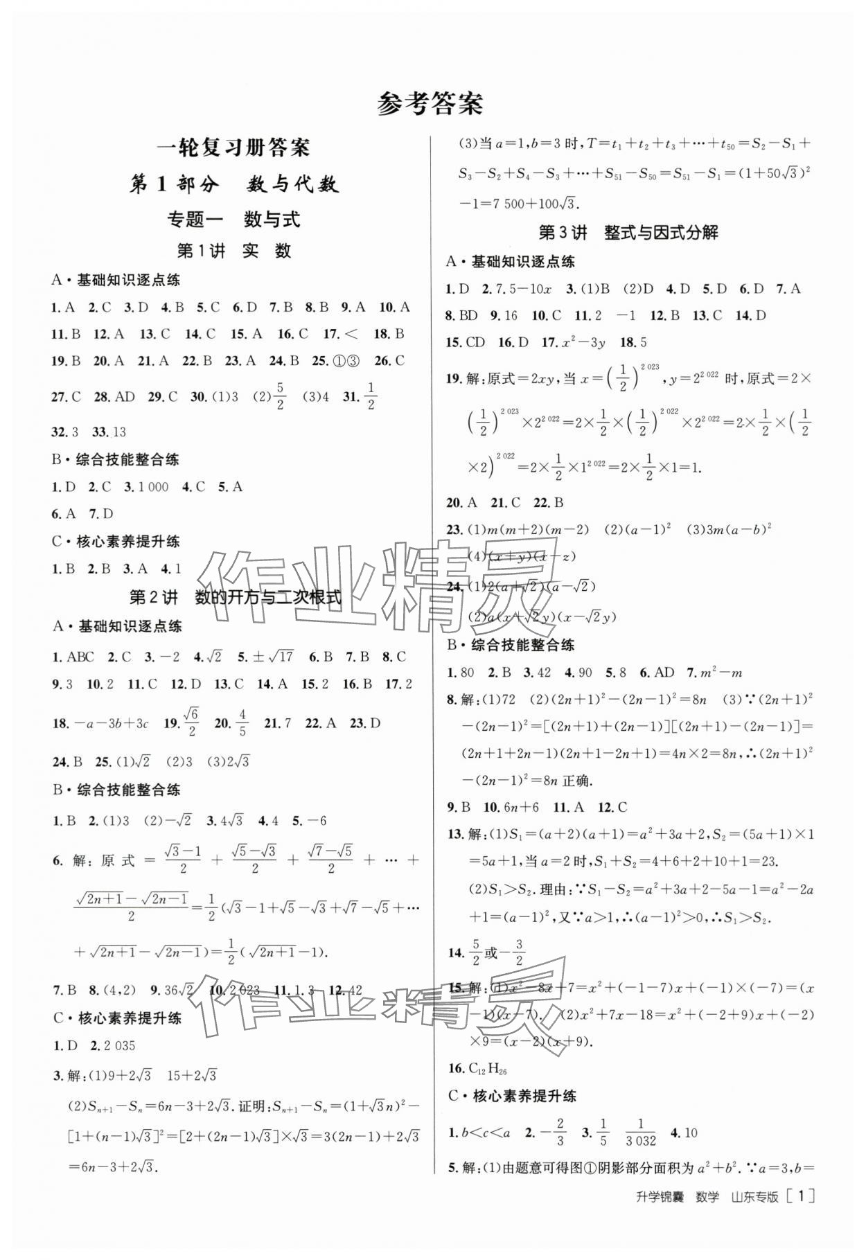 2024年升学锦囊数学山东专版 第1页