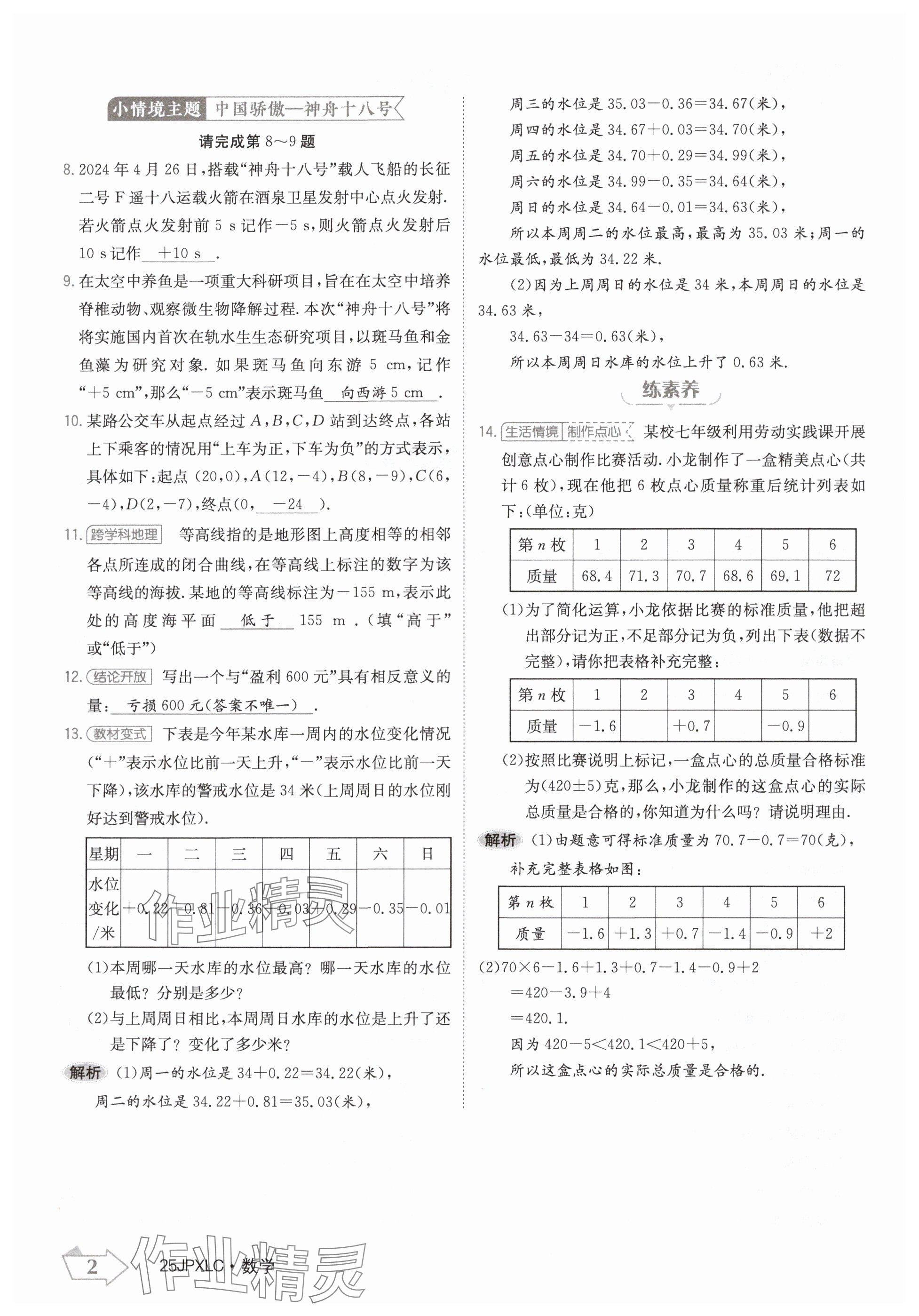 2024年金牌學(xué)練測七年級數(shù)學(xué)上冊人教版 參考答案第2頁