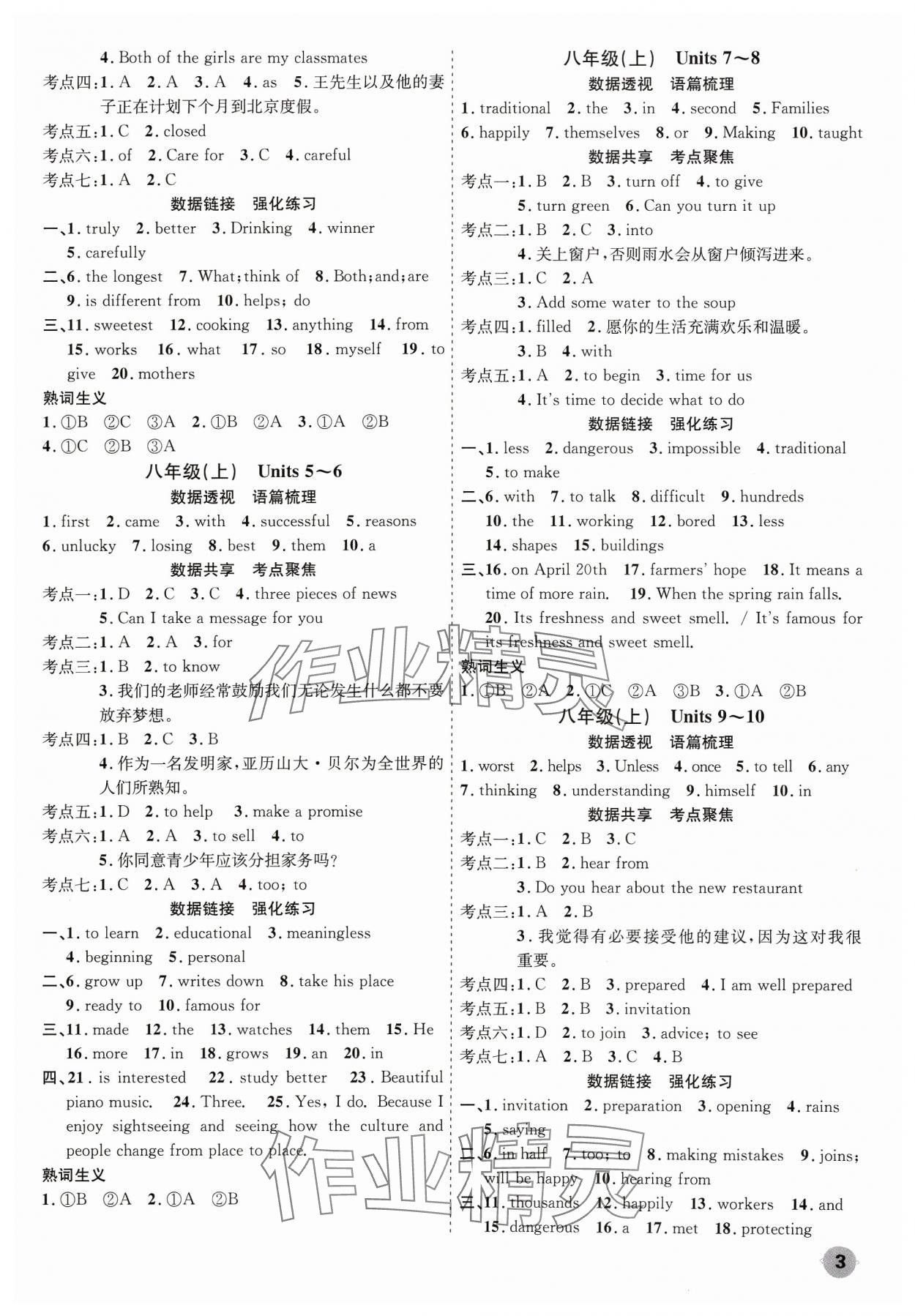 2024年中考大數(shù)據(jù)英語中考河北專版&nbsp;參考答案第3頁
