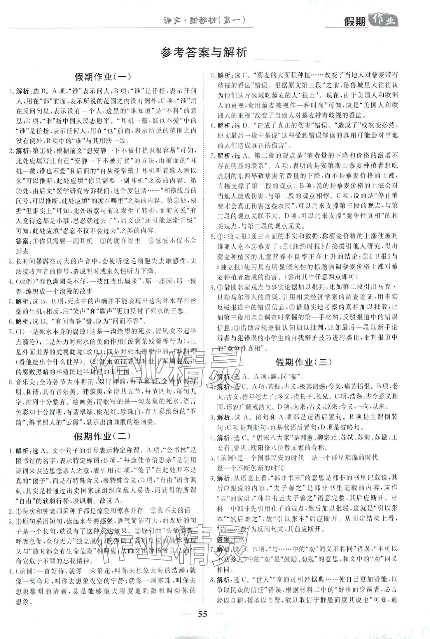 2024年快樂假期崇文書局高一語(yǔ)文 第1頁(yè)