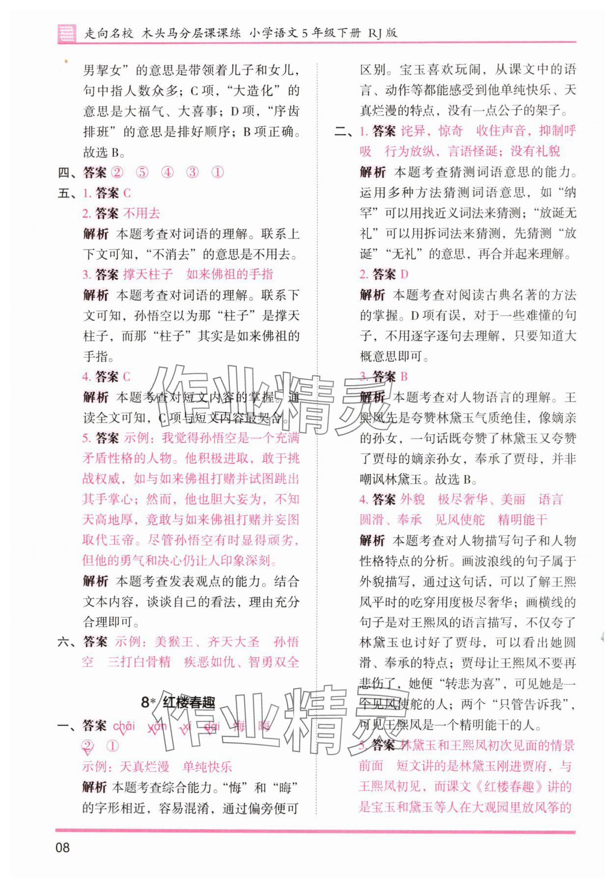 2025年木頭馬分層課課練五年級(jí)語(yǔ)文下冊(cè)人教版浙江專(zhuān)版 第8頁(yè)