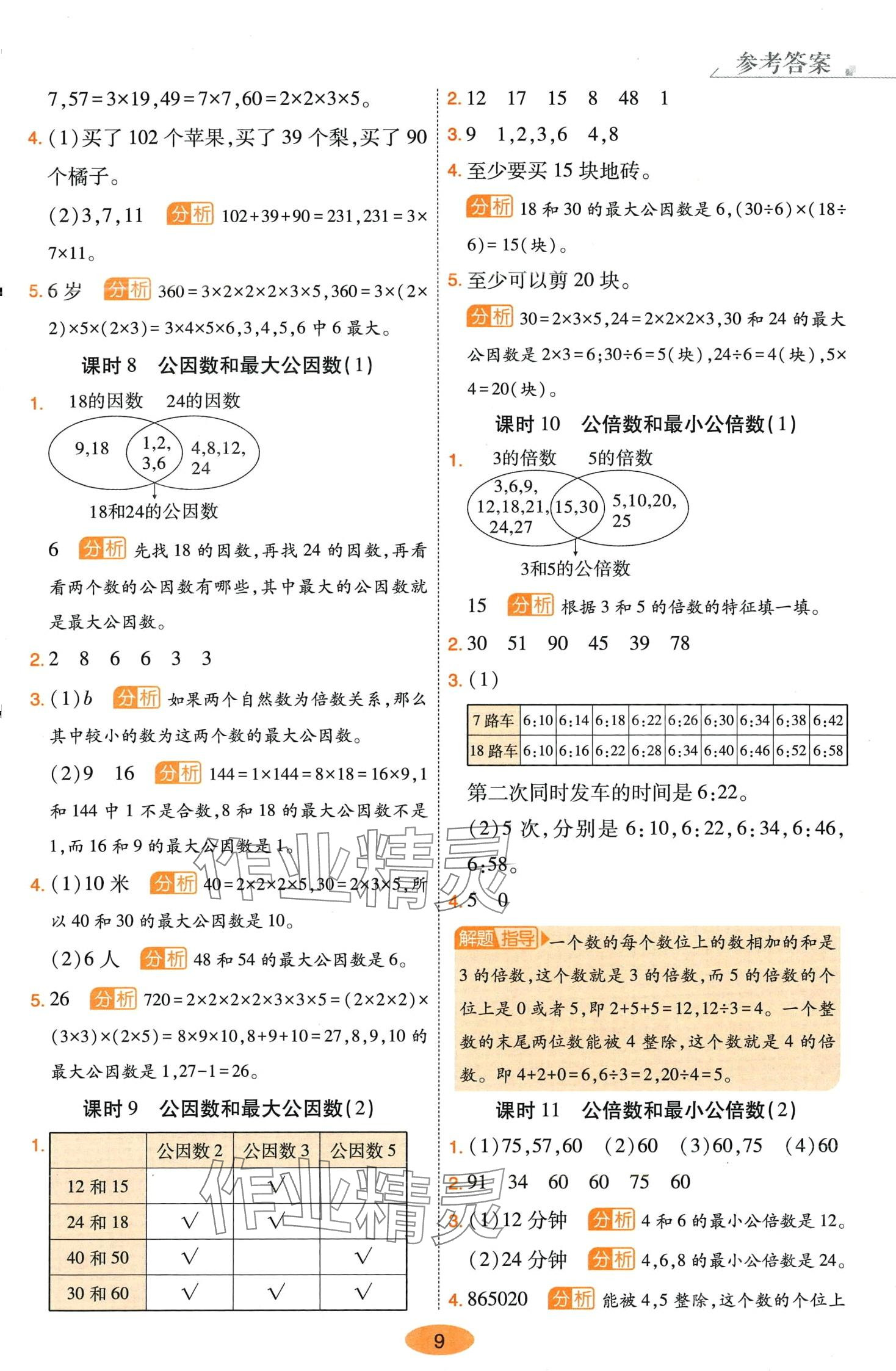 2024年黃岡同步練一日一練五年級(jí)數(shù)學(xué)下冊(cè)蘇教版 第9頁