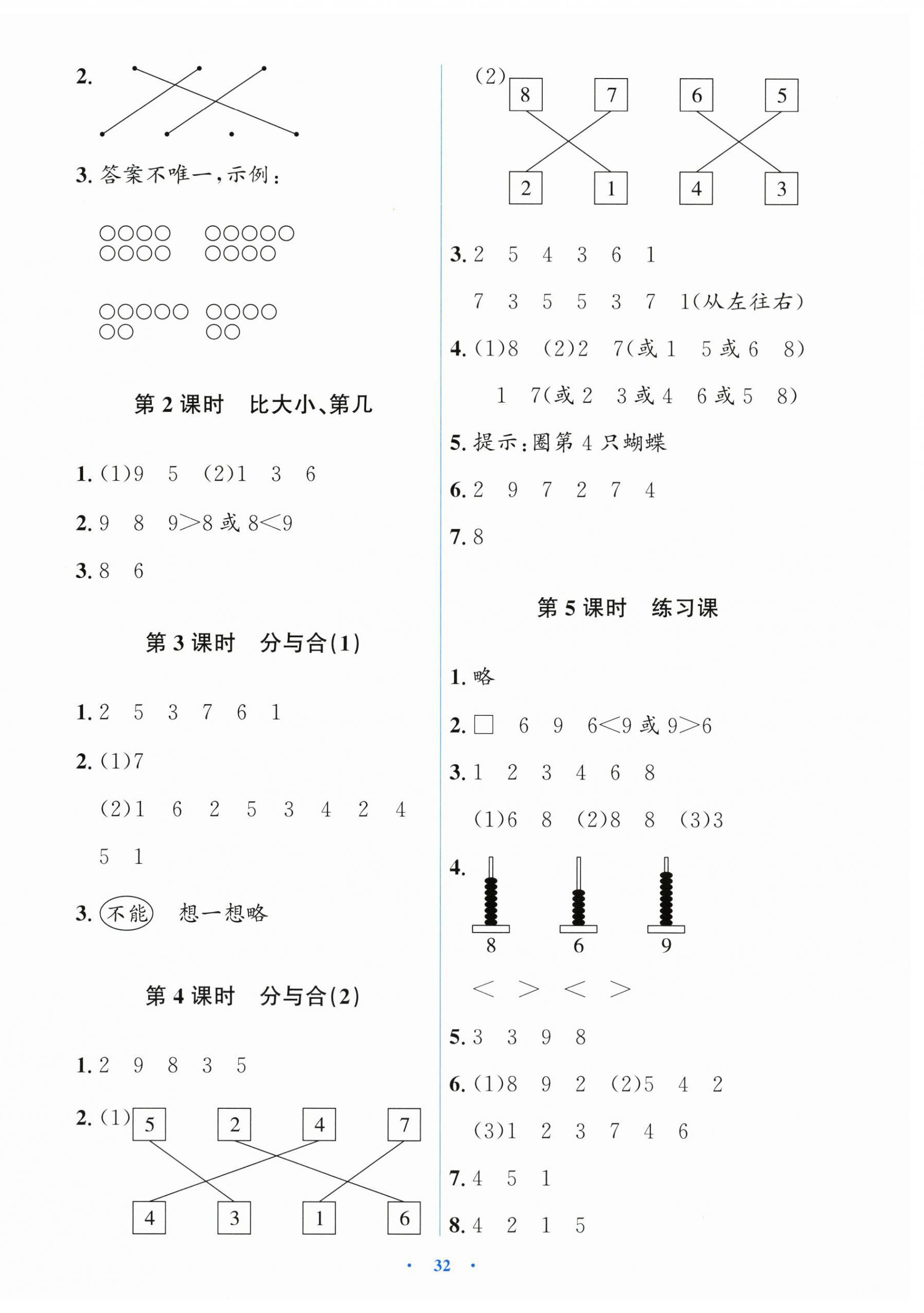 2025年阳光课堂金牌练习册一年级数学上册人教版 第4页