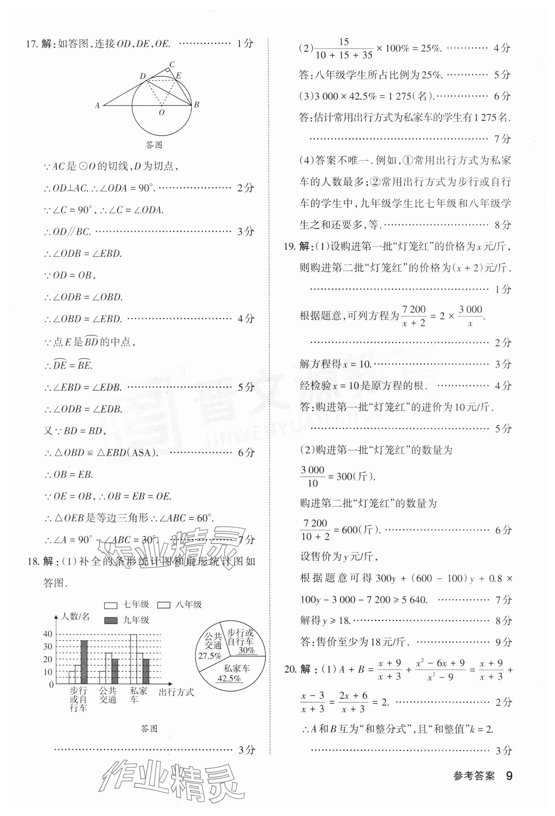 2024年晉文源中考模擬演練數(shù)學(xué)山西專版 參考答案第9頁