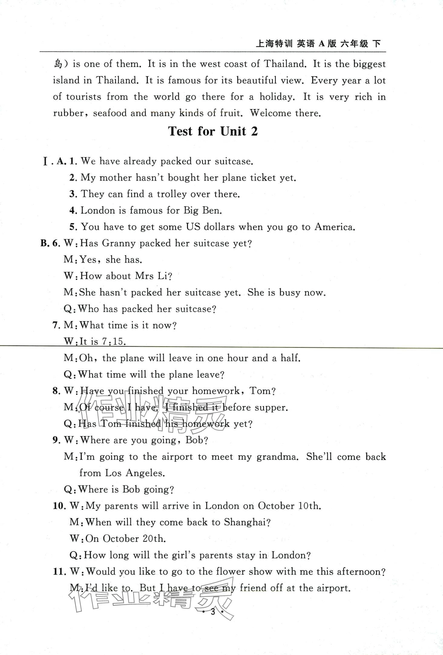 2024年上海特訓(xùn)六年級英語下冊A版滬教版 第3頁