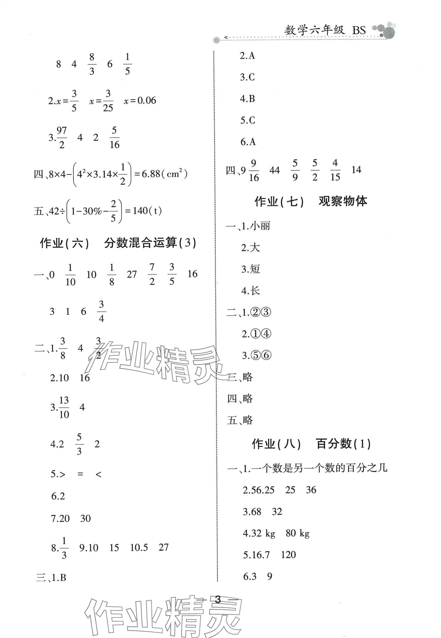 2024年全優(yōu)假期派六年級(jí)數(shù)學(xué)北師大版 第3頁(yè)