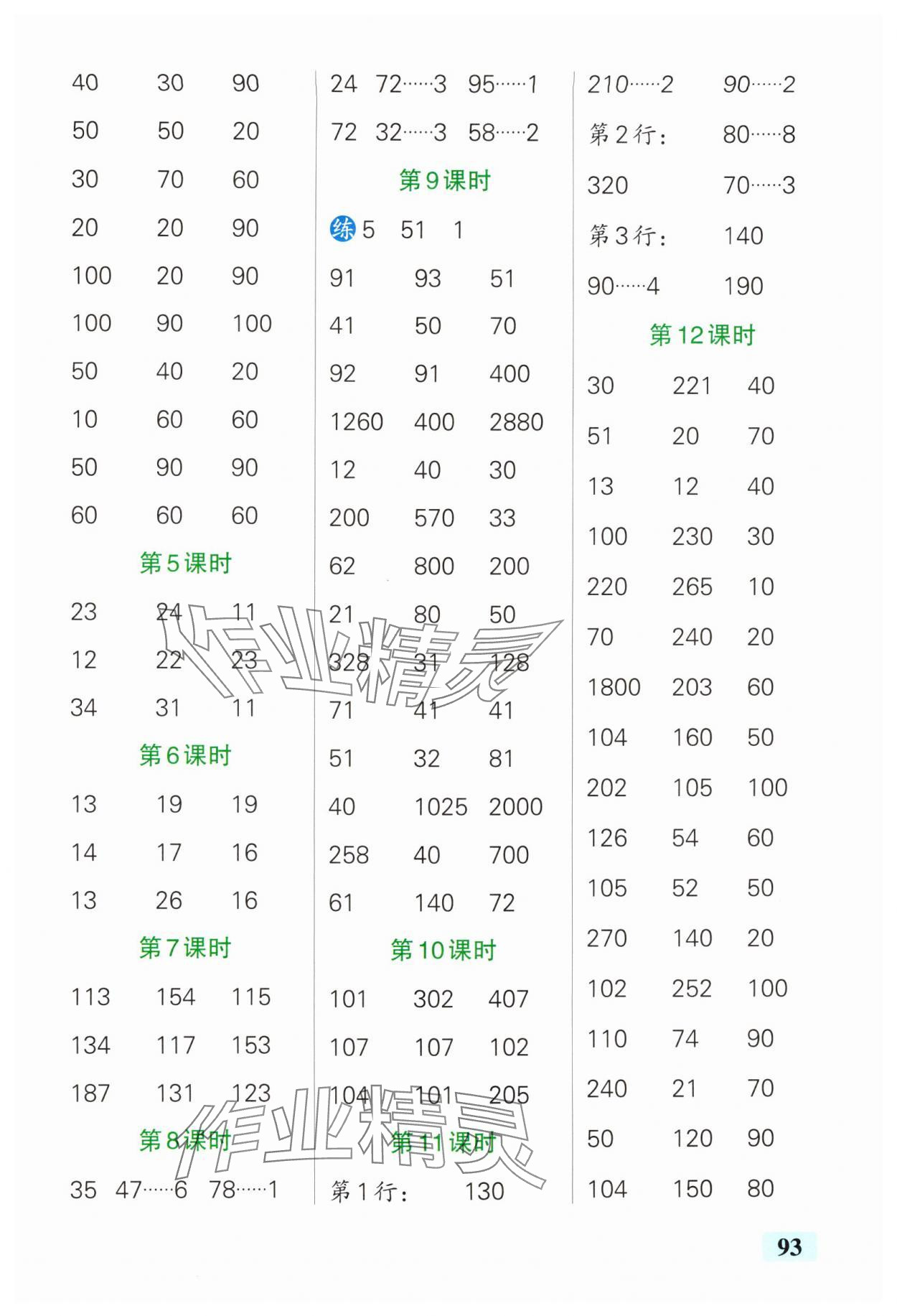 2025年小學(xué)學(xué)霸口算三年級(jí)數(shù)學(xué)下冊(cè)人教版 參考答案第3頁(yè)