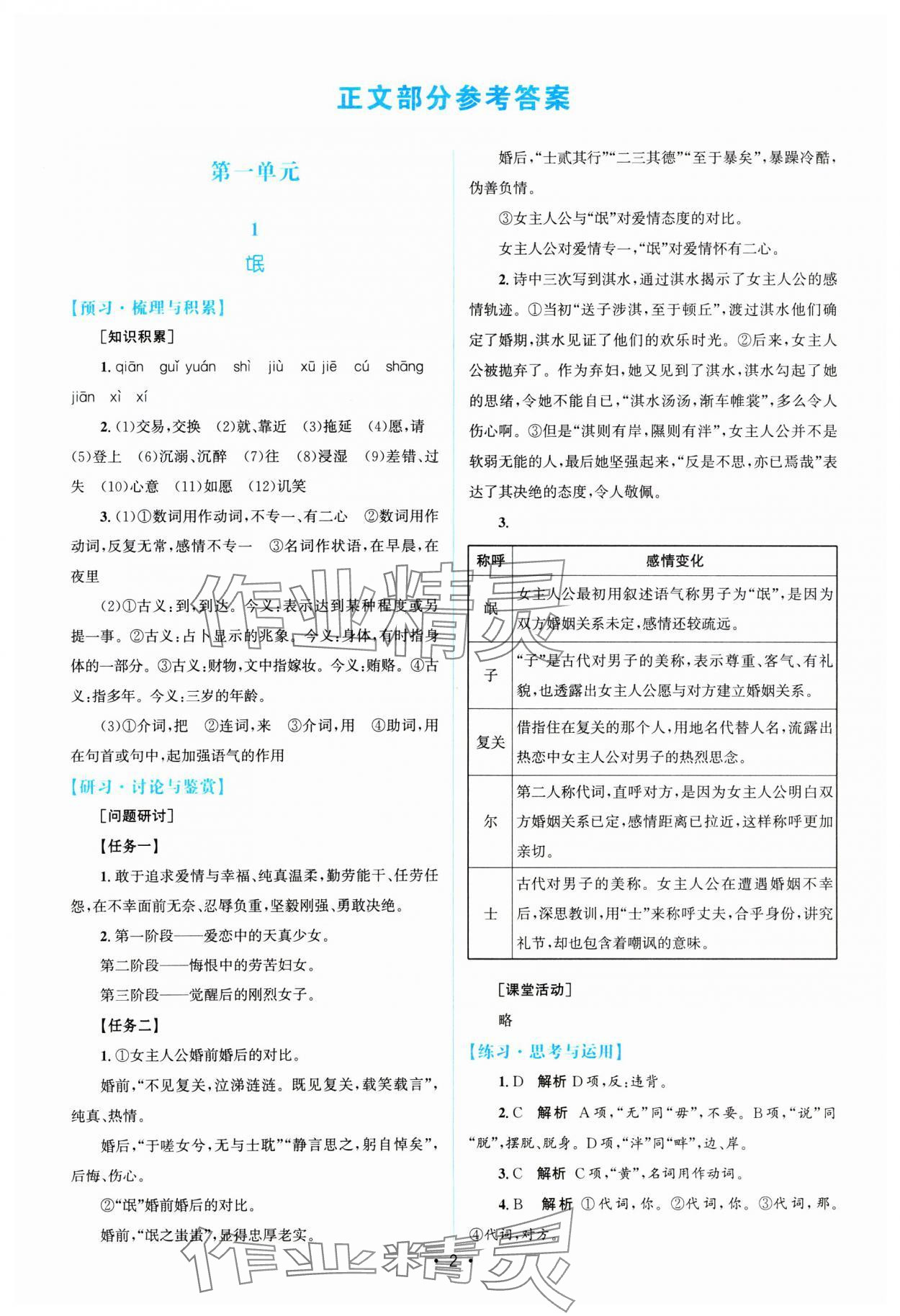 2024年高中同步測(cè)控優(yōu)化設(shè)計(jì)語(yǔ)文選擇性必修下冊(cè)人教版 參考答案第1頁(yè)