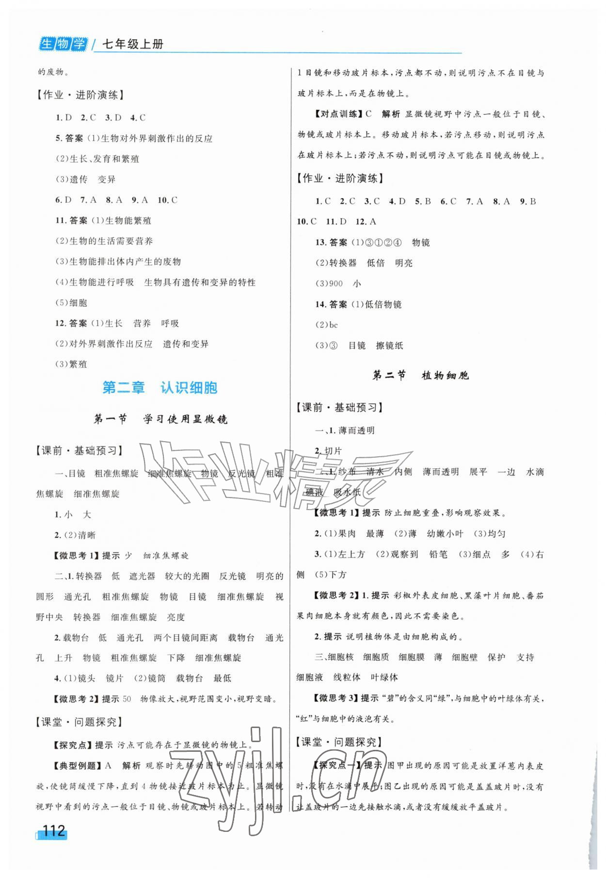 2026年同步学习目标与检测七年级生物上册人教版&nbsp;第2页