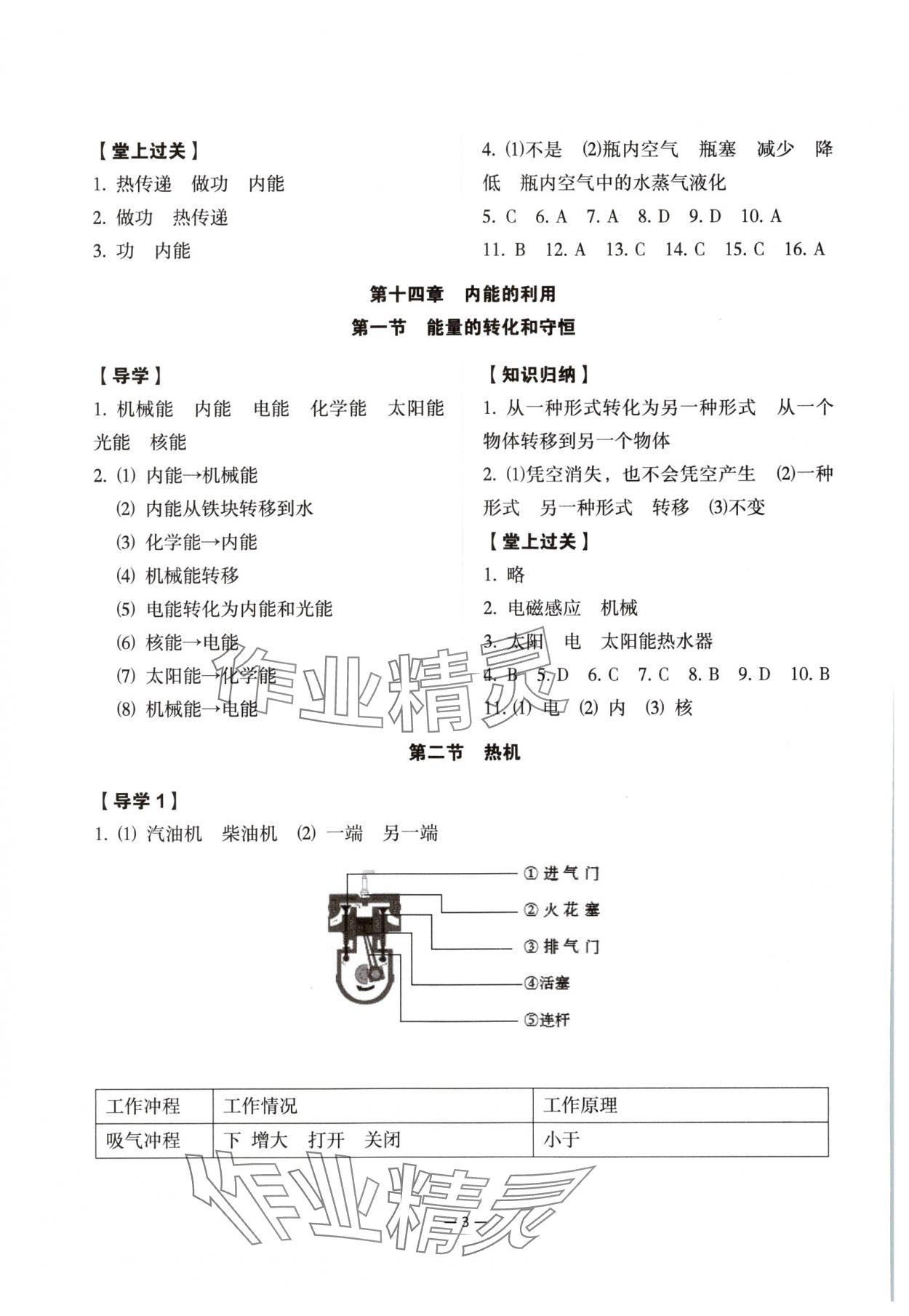 2025年经典导学九年级物理全一册人教版 参考答案第3页