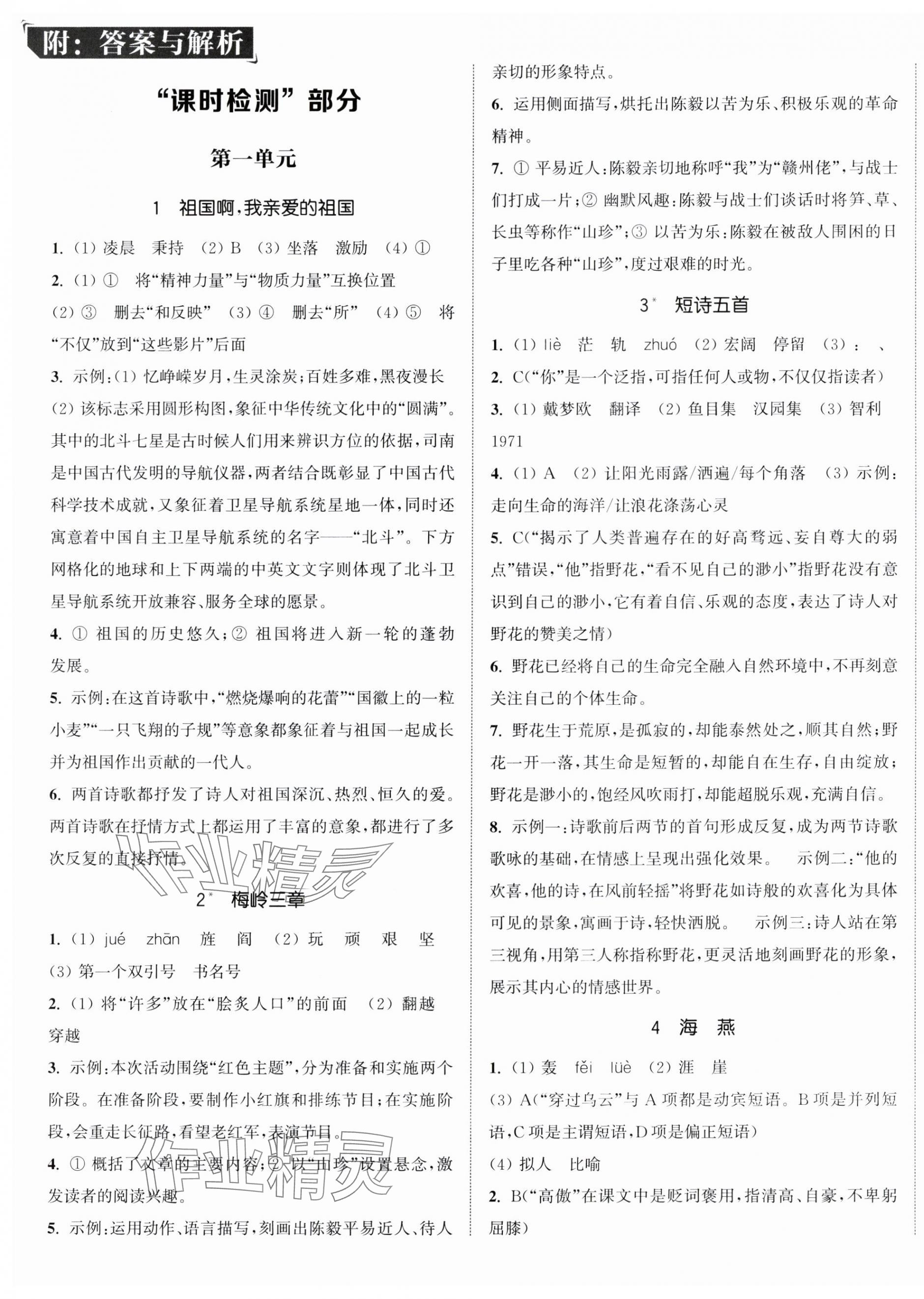 2025年通城学典活页检测九年级语文下册人教版 第1页