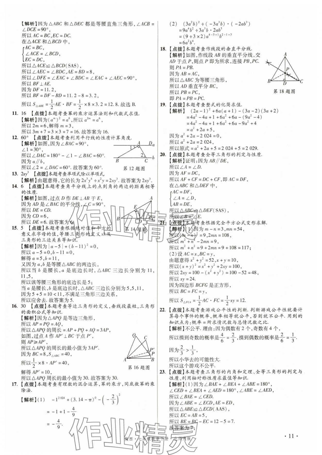 2025年初中畢業(yè)升學真題詳解七年級數(shù)學下冊北師大版陜西專版 第11頁