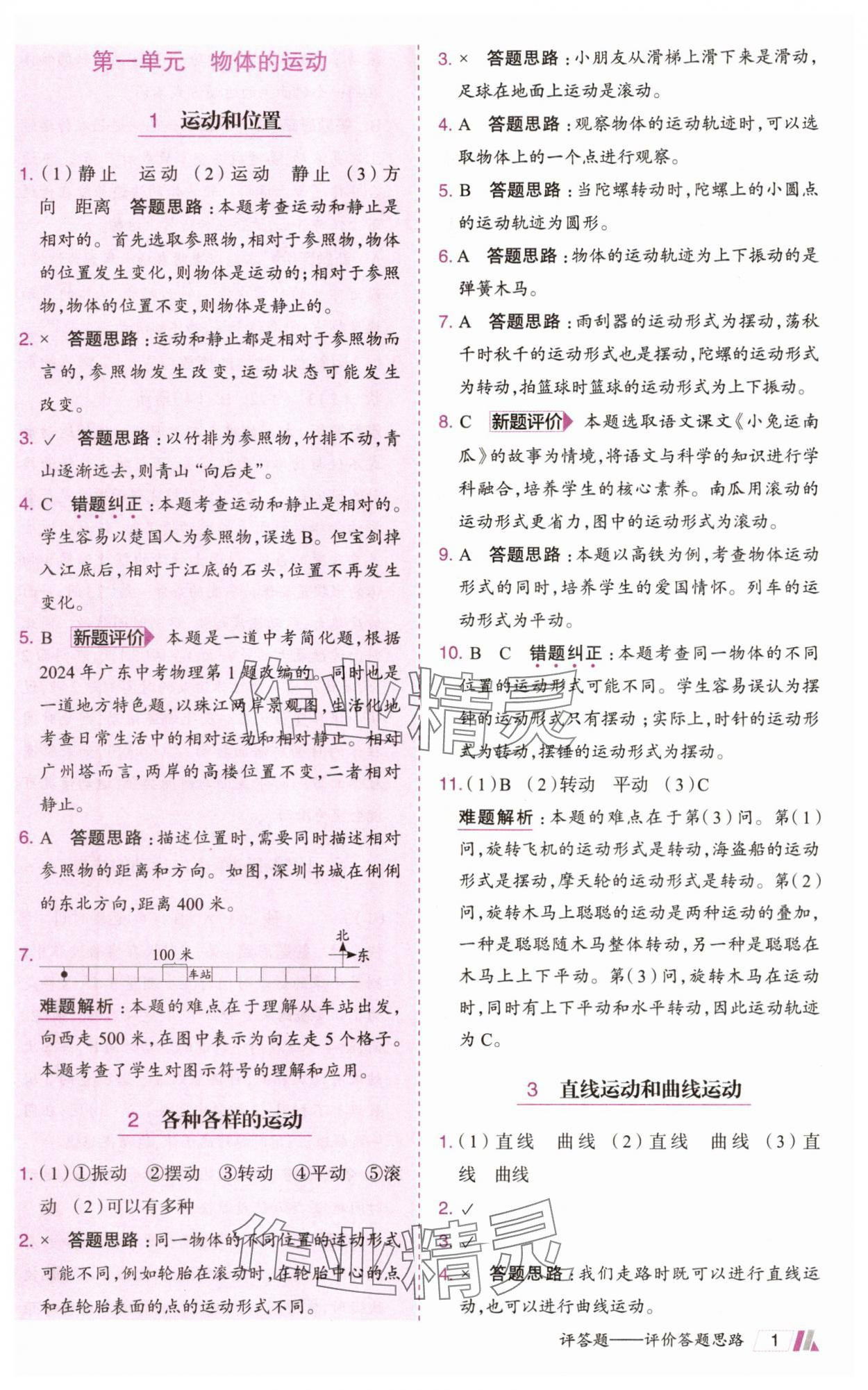 2025年動(dòng)成長(zhǎng)題題體現(xiàn)核心素養(yǎng)三年級(jí)科學(xué)下冊(cè)教科版 參考答案第1頁(yè)