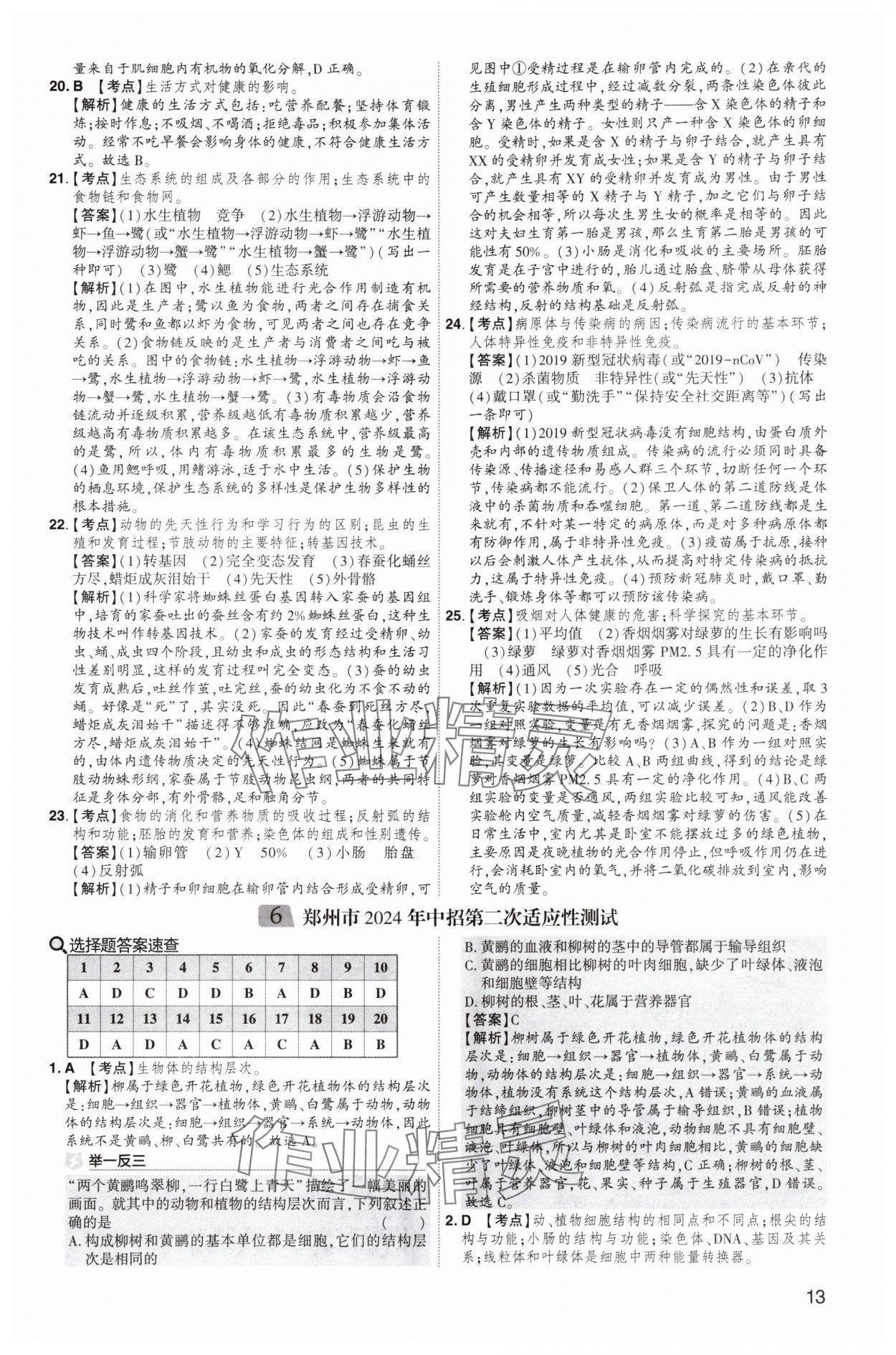 2025年中考导航东方出版社生物河南专版&nbsp;第13页