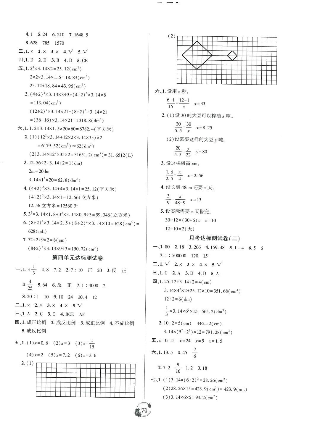 2024年樂學(xué)名校點(diǎn)金卷六年級(jí)數(shù)學(xué)下冊人教版 參考答案第2頁