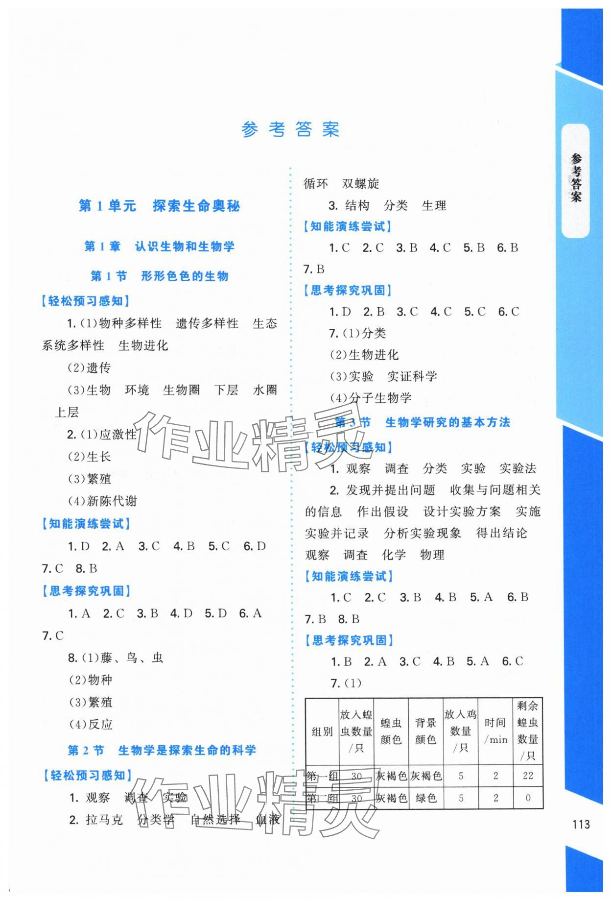 2025年课内课外直通车七年级生物上册北师大版四川专版 第1页