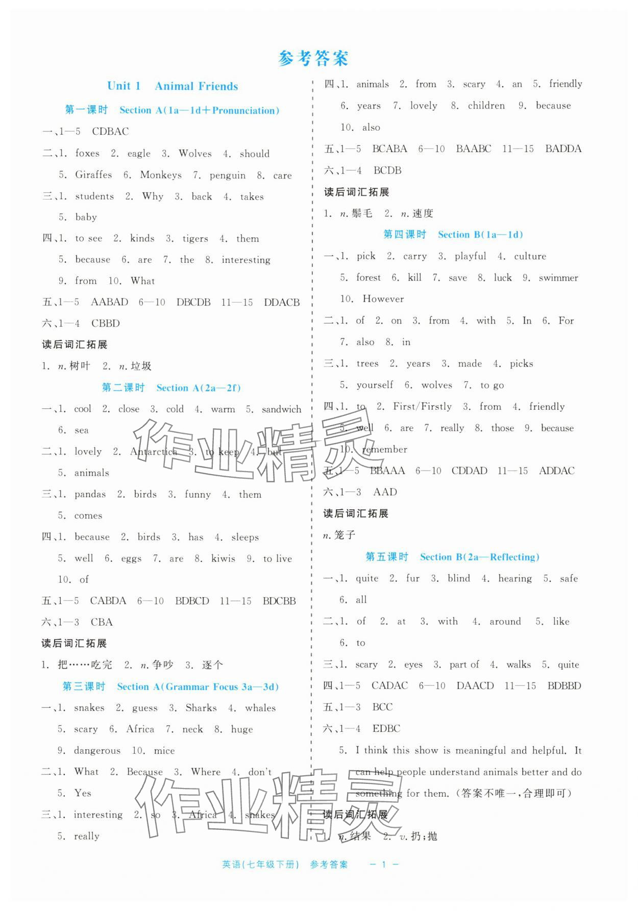 2025年精彩練習(xí)就練這一本七年級(jí)英語下冊人教版評(píng)議教輔 第1頁