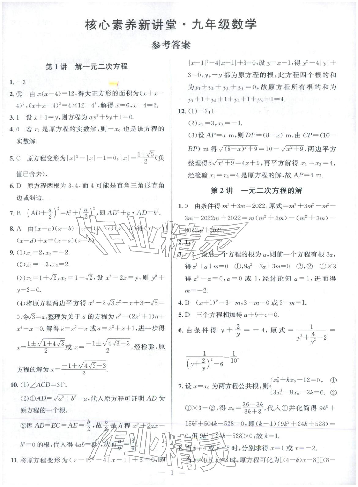 2025年核心素養新講堂九年級數學全一冊人教版&nbsp;第1頁