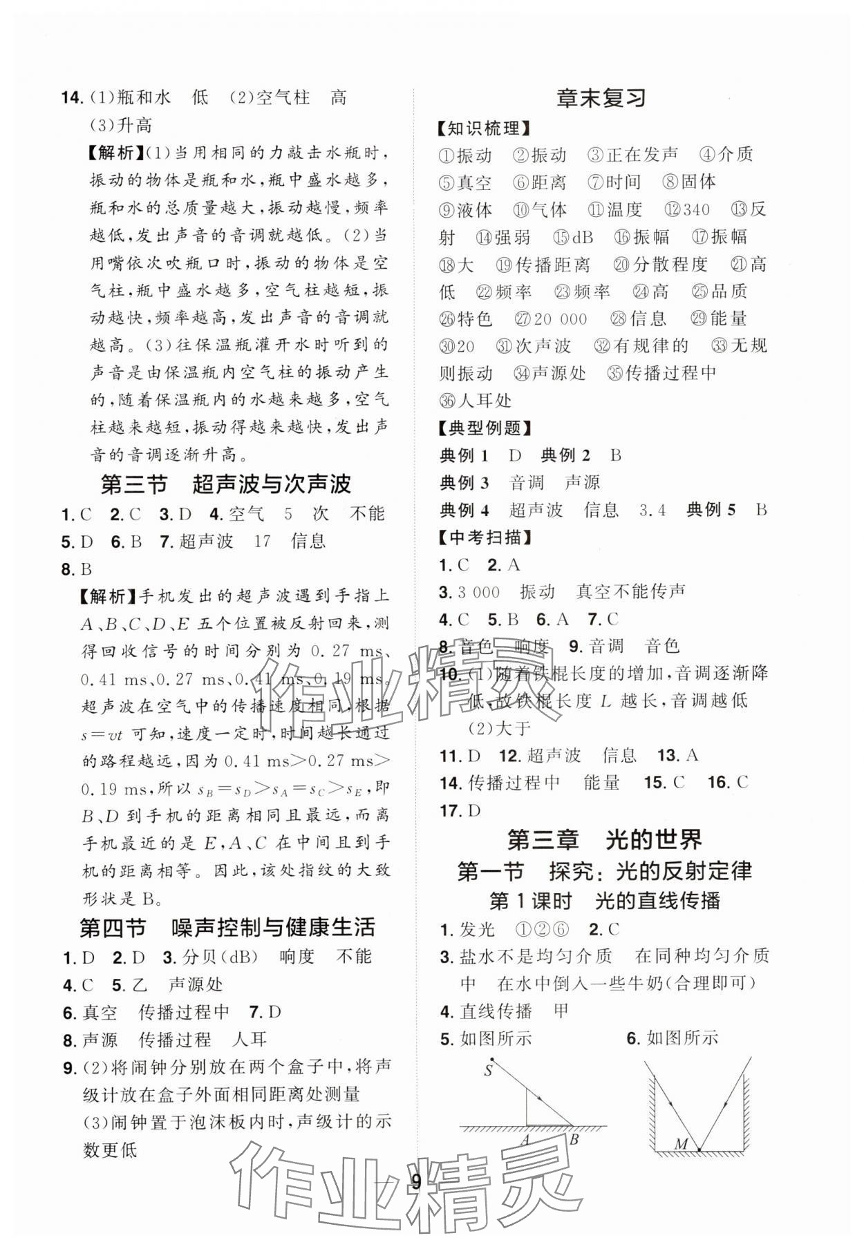 2024年陽光同學(xué)分層設(shè)計(jì)八年級(jí)物理上冊(cè)滬科版福建專版 參考答案第8頁