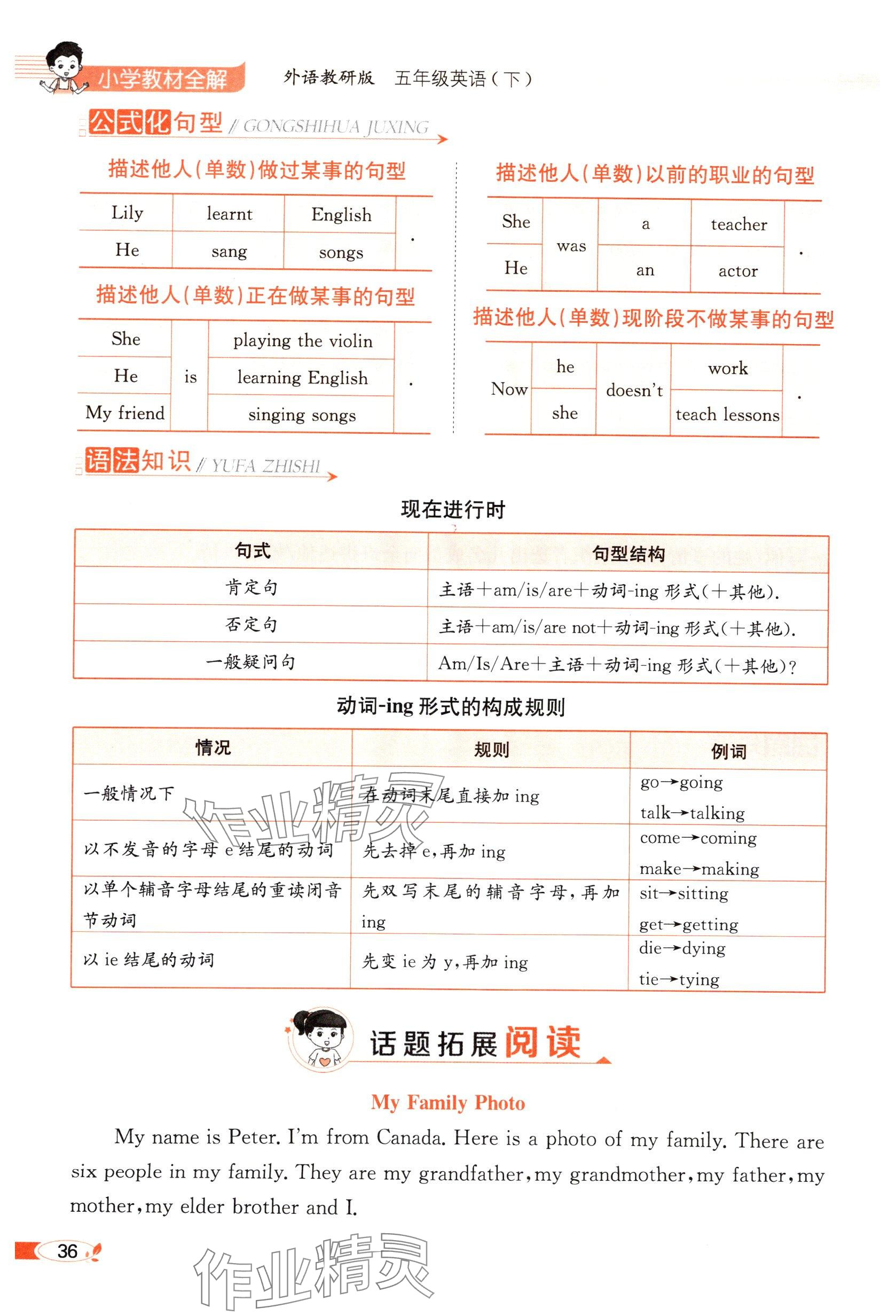 2025年教材課本五年級英語下冊外研版 參考答案第36頁