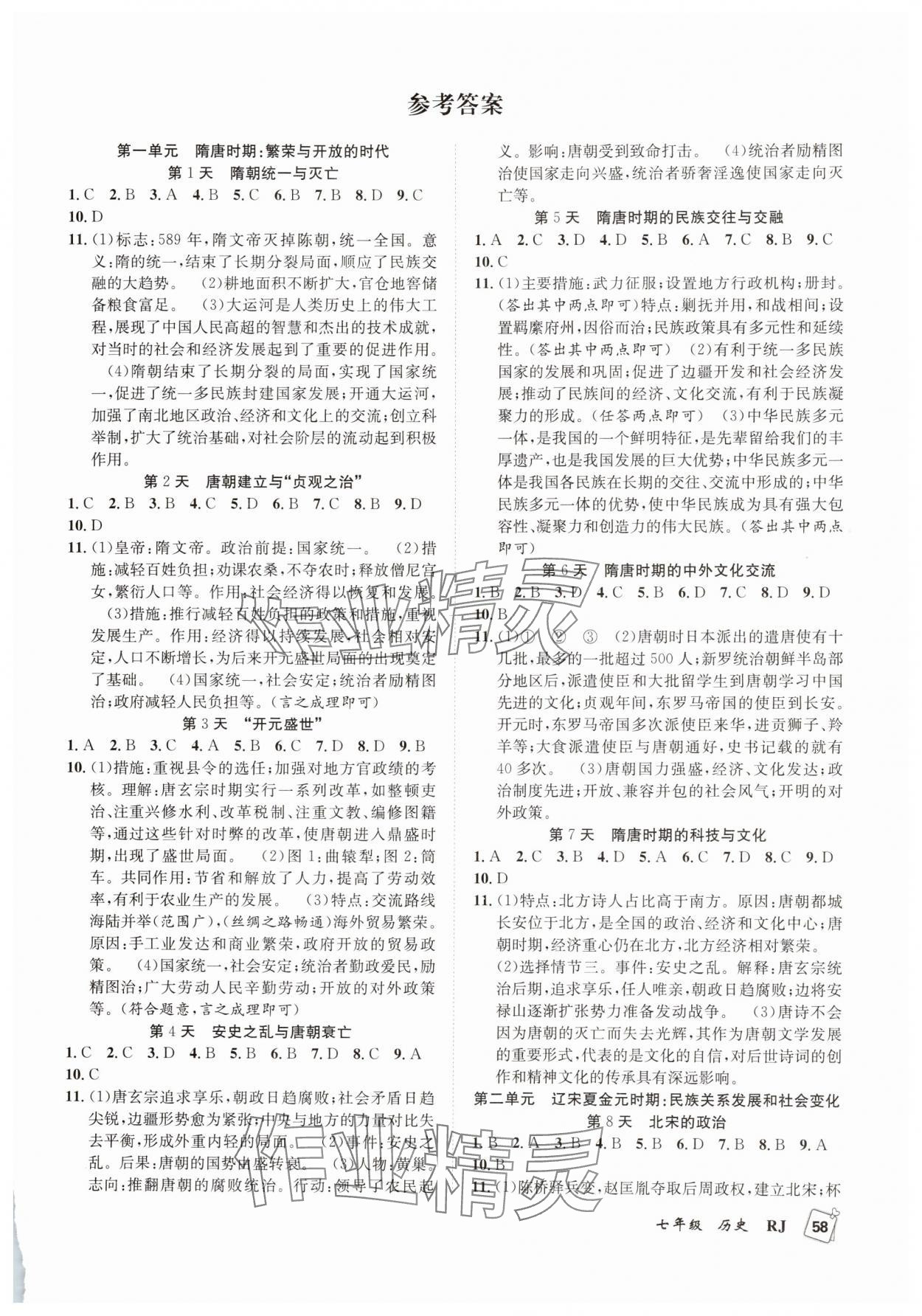2025年赢在假期期末加暑假合肥工业大学出版社七年级历史人教版 第1页