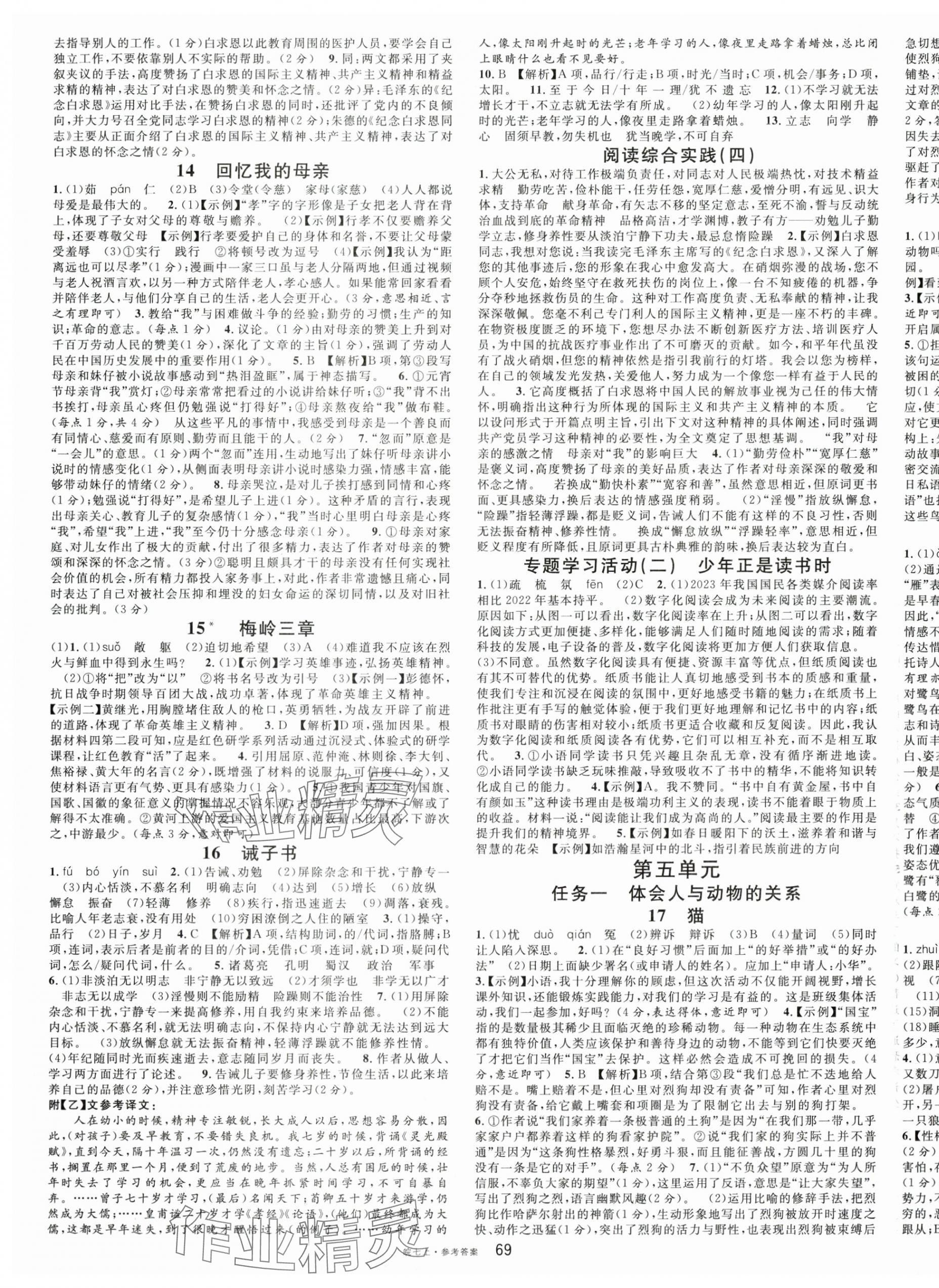 2025年名校课堂七年级语文上册人教版安徽专版 第5页