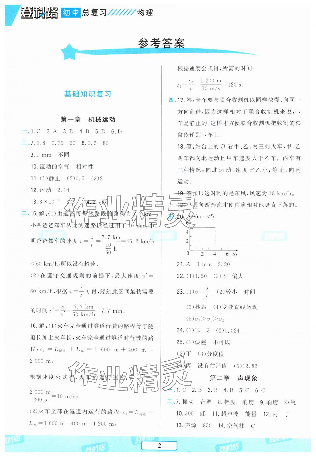 2025年勝券在握初中總復(fù)習(xí)物理人教版 參考答案第1頁