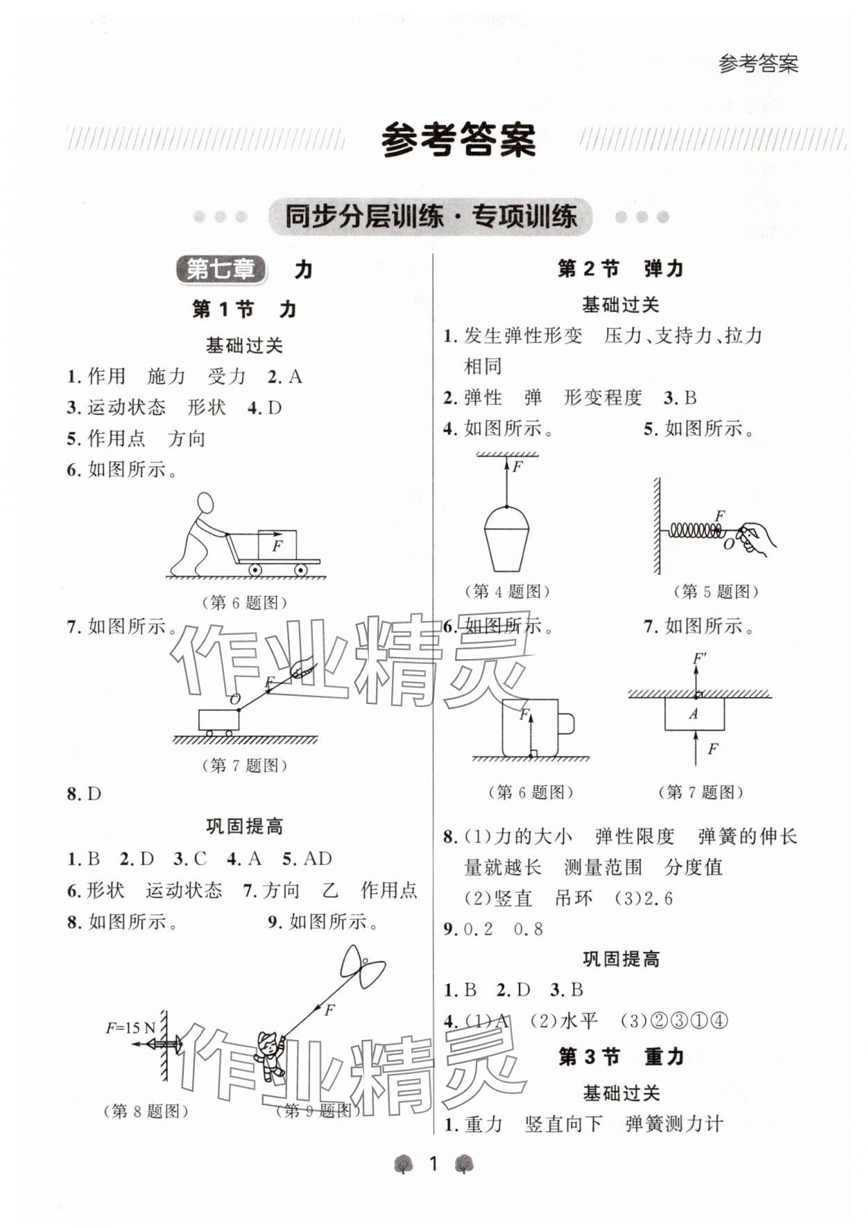 2025年點石成金金牌每課通八年級物理下冊人教版遼寧專版 參考答案第1頁