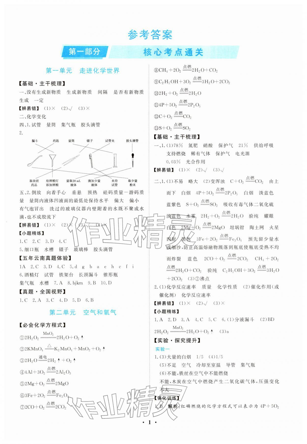 2026年初中总复习一本通化学云南专版&nbsp;第1页