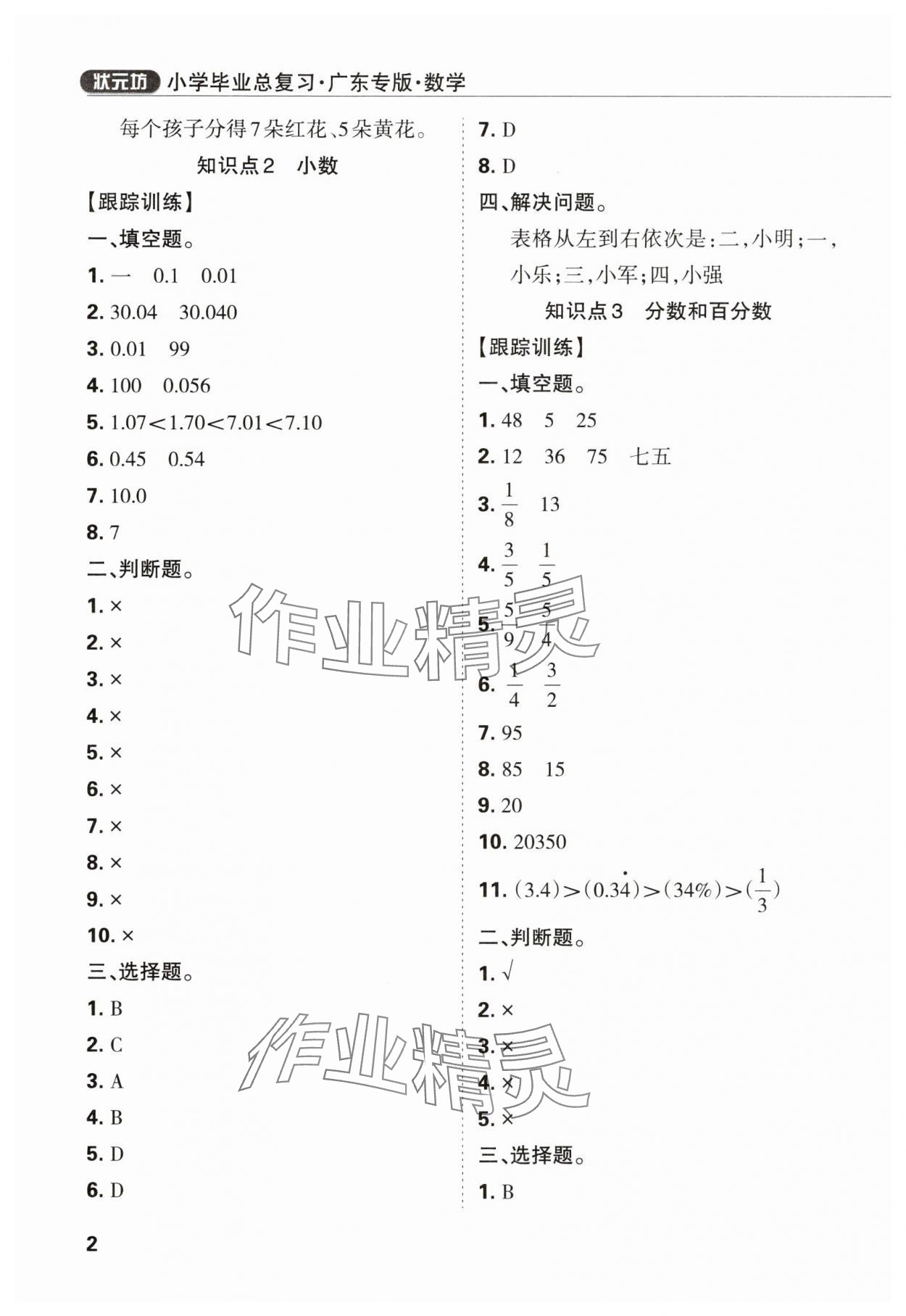 2025年廣東小學畢業總復習數學 第2頁