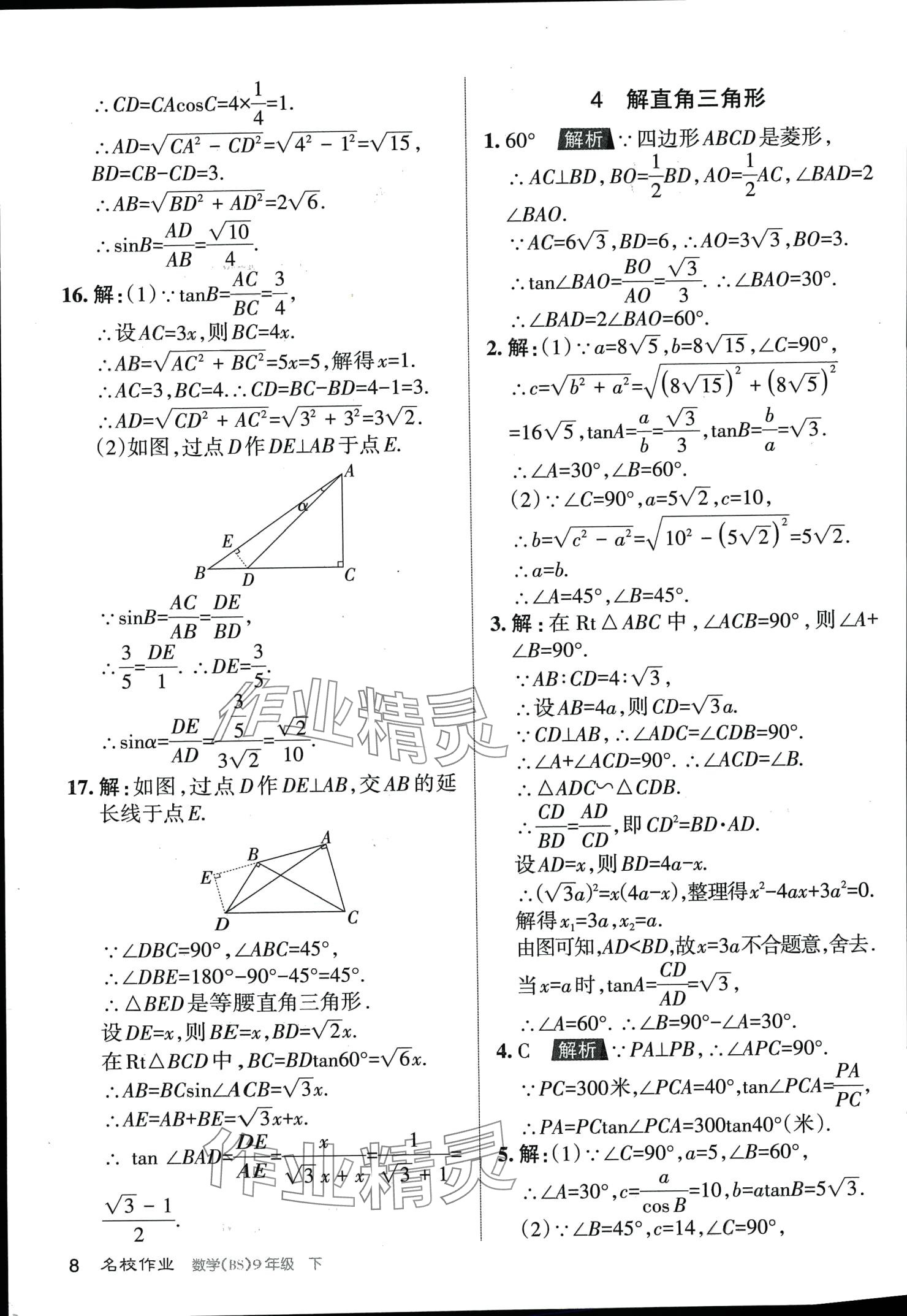 2024年名校作業(yè)九年級數(shù)學(xué)下冊北師大版山西專版 第8頁