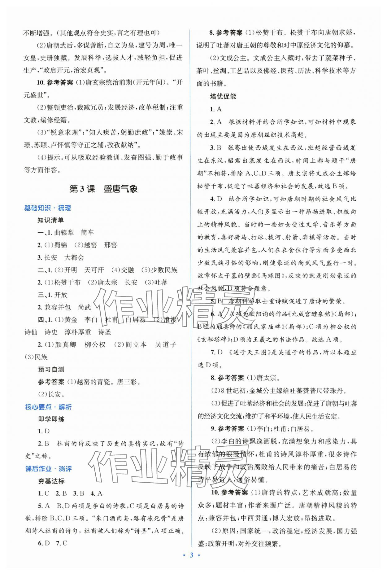 2024年人教金学典同步解析与测评学考练七年级历史下册人教版 第3页