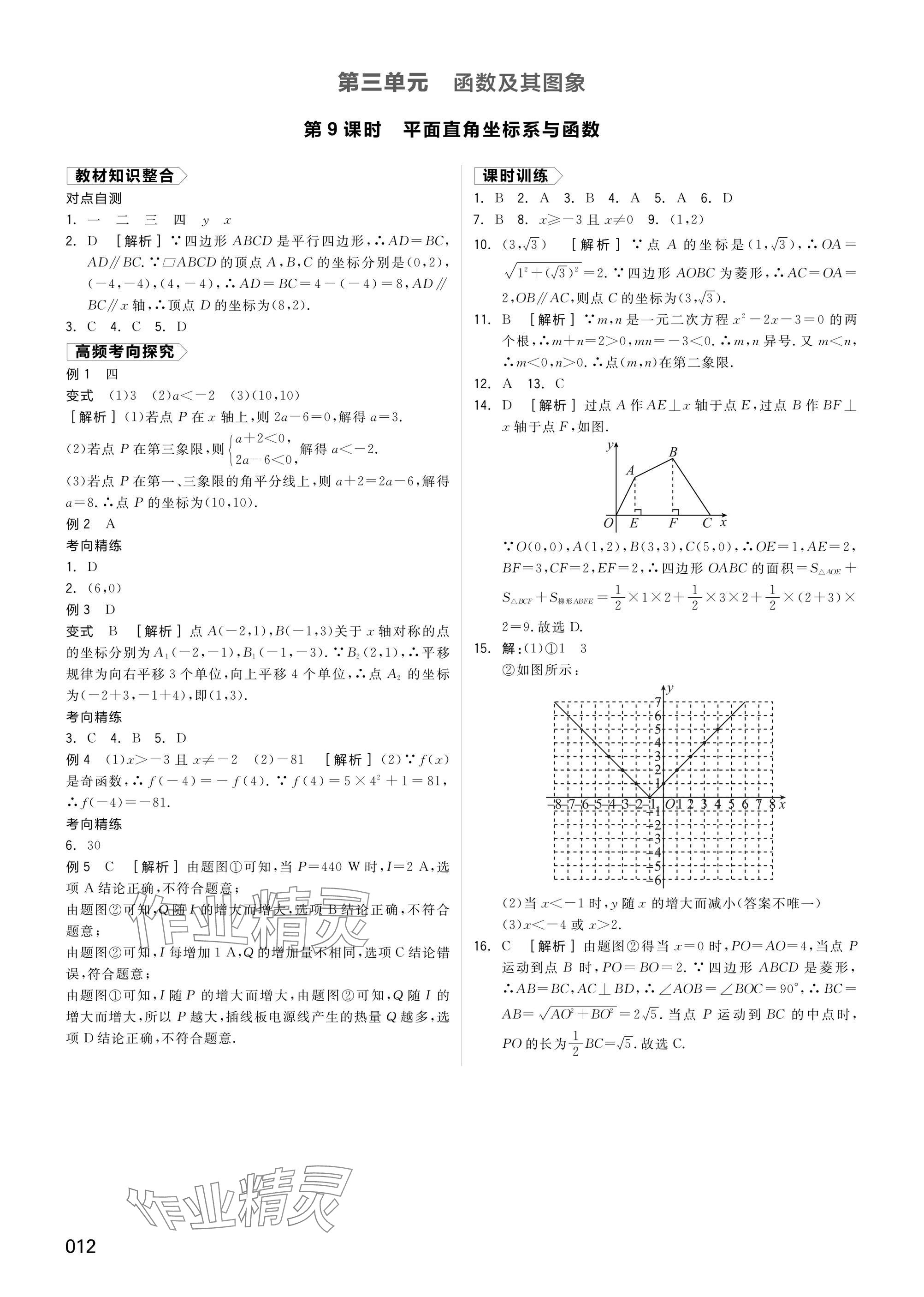 2025年全品中考復(fù)習(xí)方案數(shù)學(xué)湖南專版 參考答案第12頁