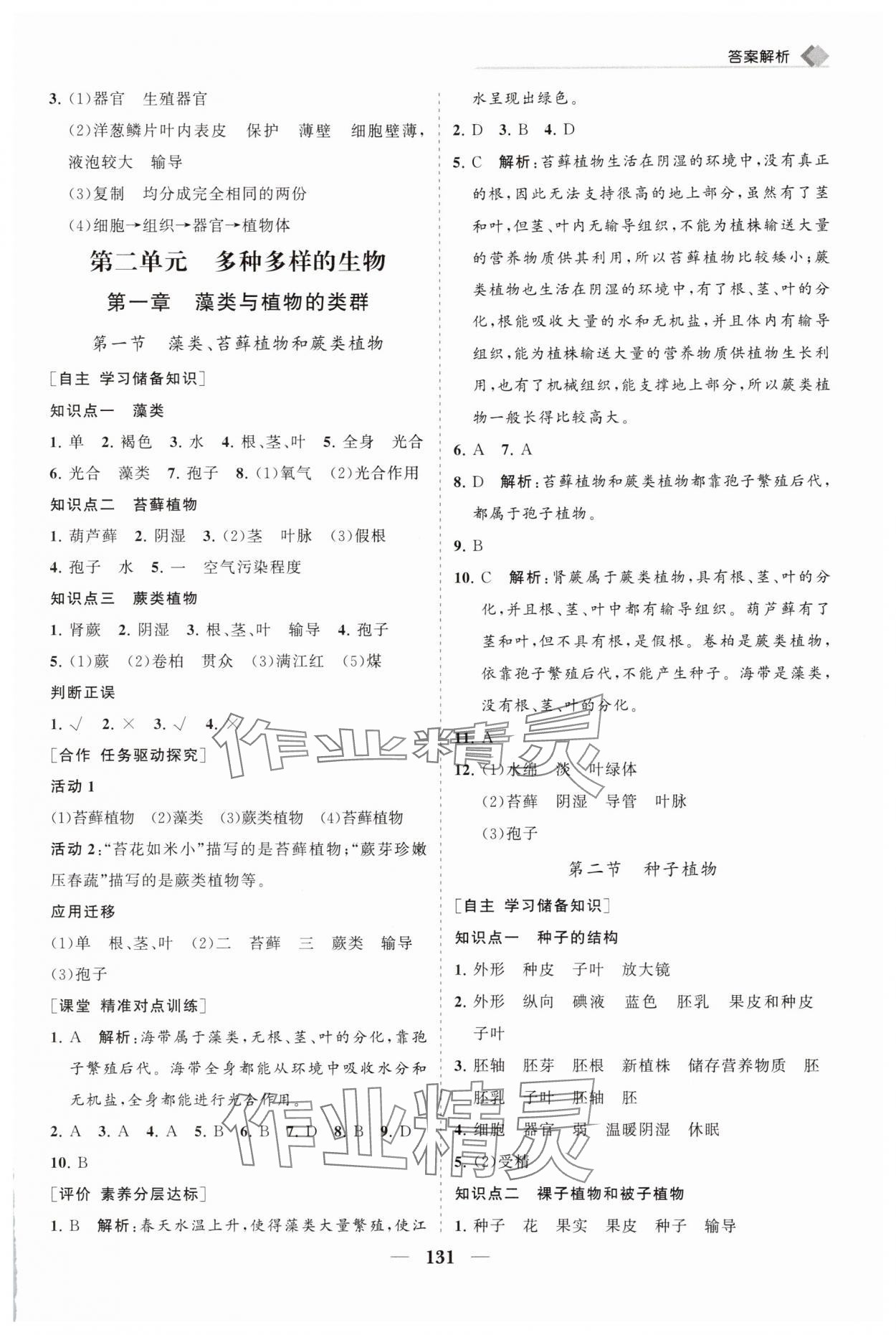 2025年新课程同步练习册七年级生物上册人教版&nbsp;第11页