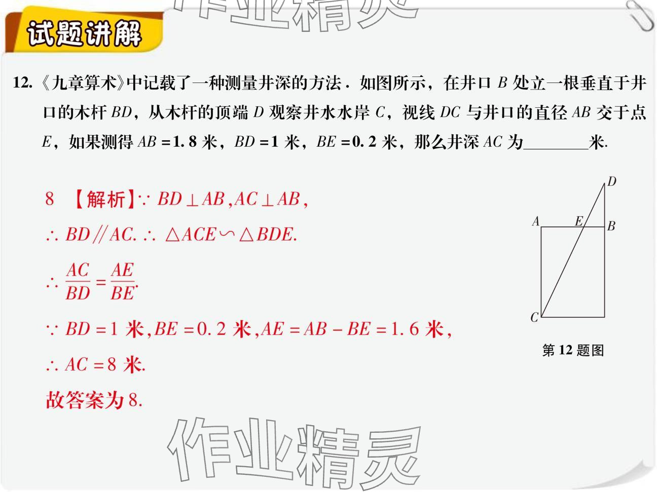 2024年复习直通车期末复习与假期作业九年级数学北师大版 参考答案第54页