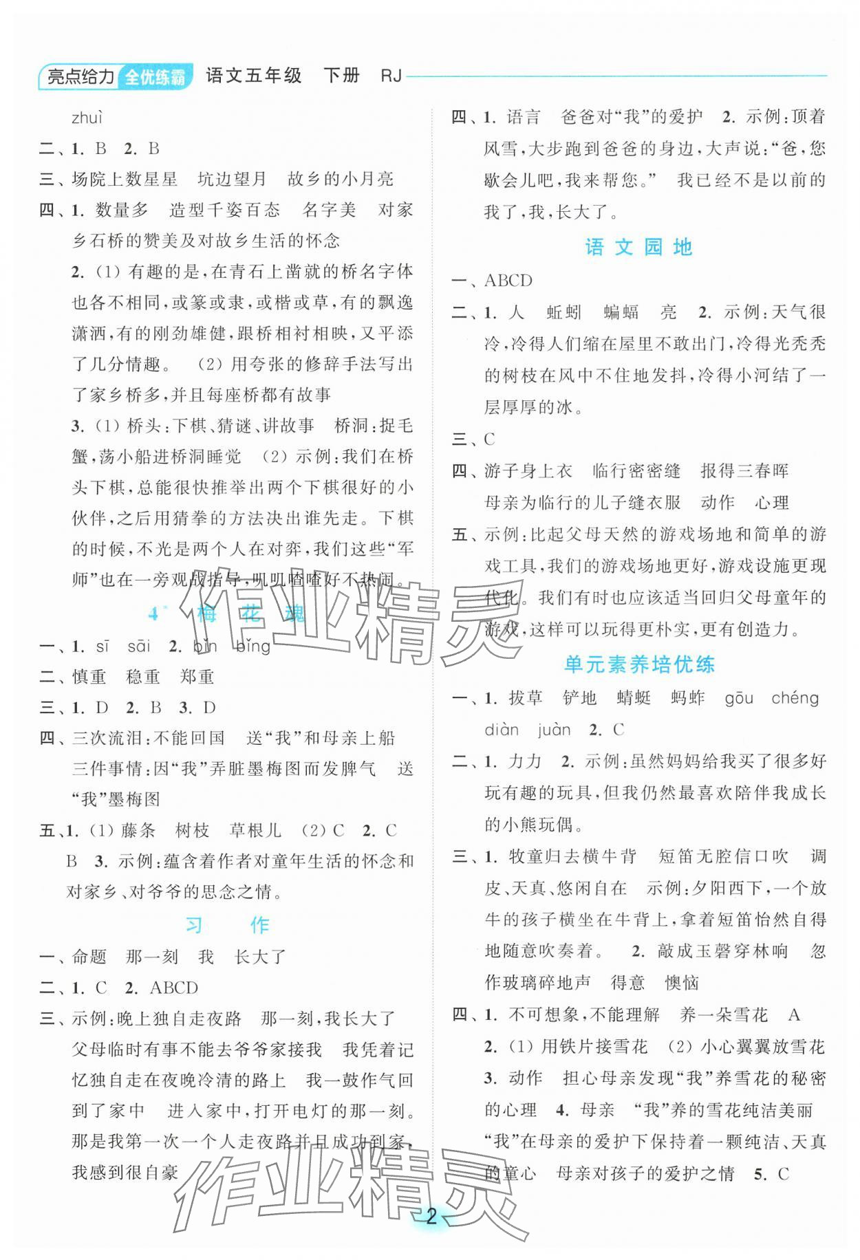 2025年亮點給力全優練霸五年級語文下冊人教版 第2頁