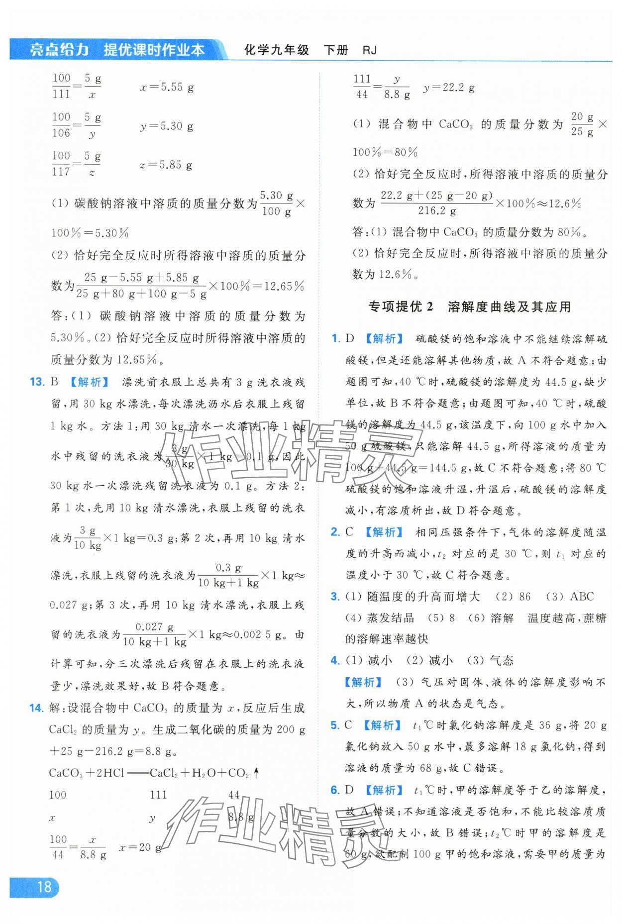 2024年亮點(diǎn)給力提優(yōu)課時(shí)作業(yè)本九年級(jí)化學(xué)下冊(cè)人教版 第18頁