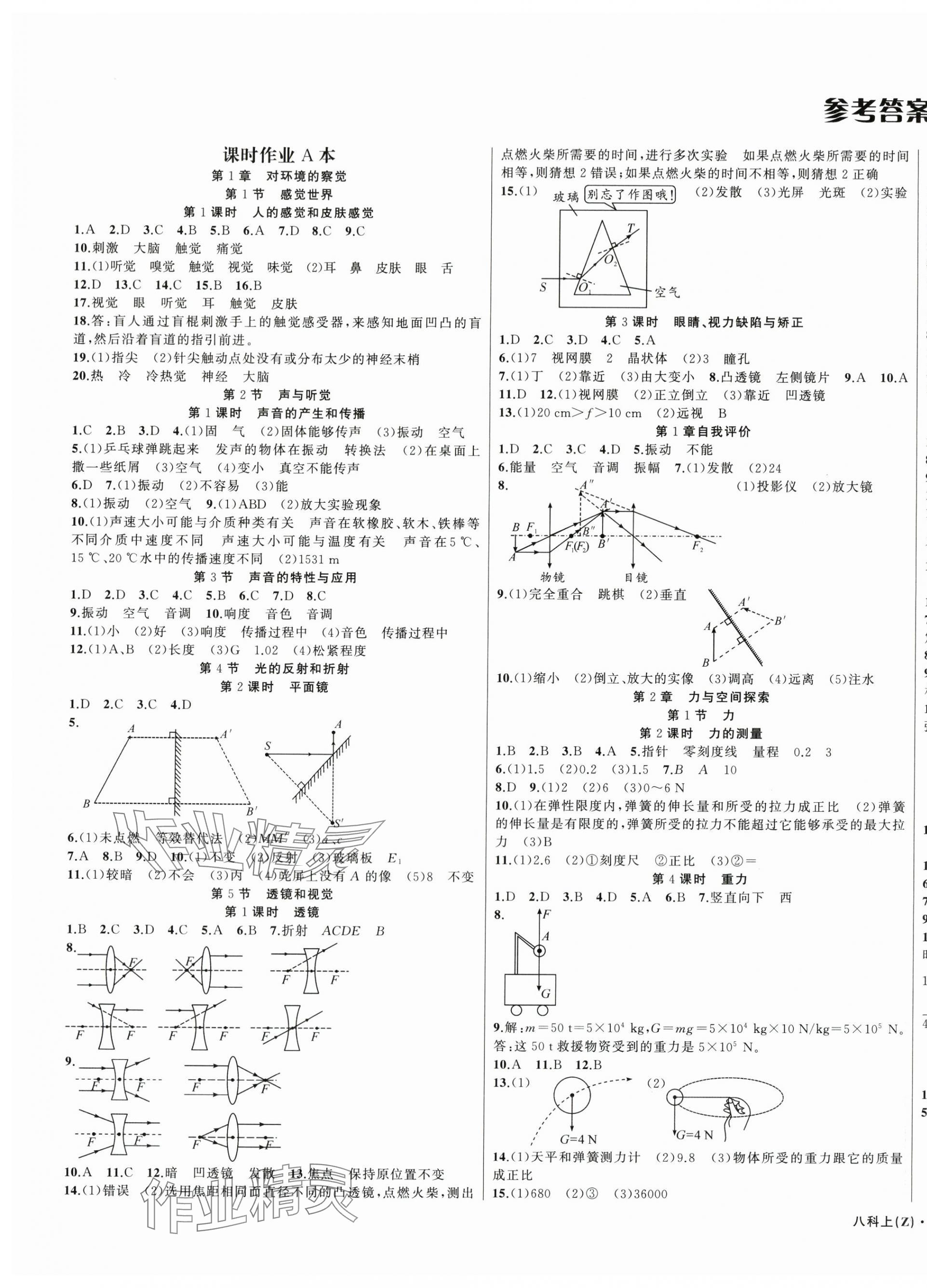 2025年名師面對(duì)面同步作業(yè)本八年級(jí)科學(xué)上冊(cè)浙教版浙江專(zhuān)版 第1頁(yè)