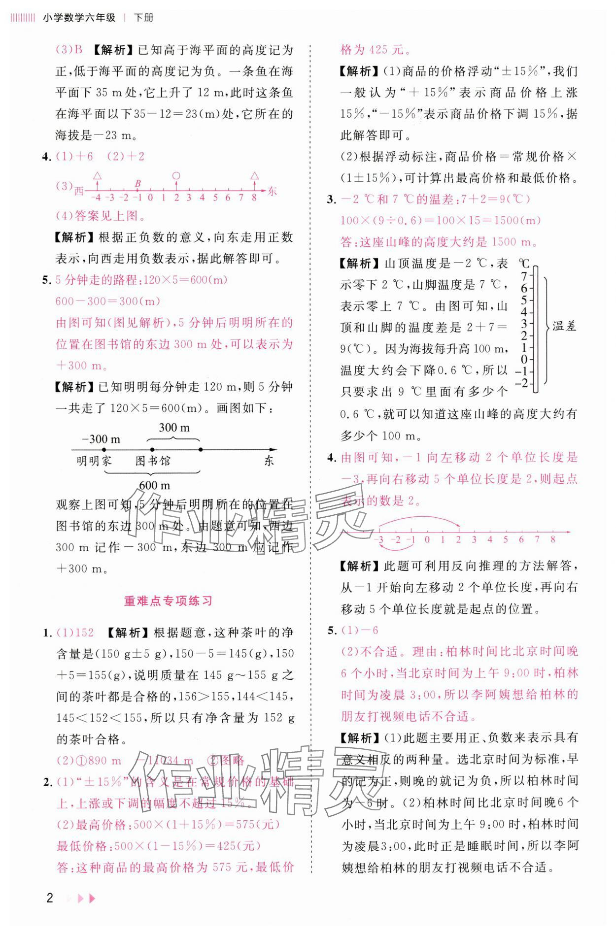 2025年訓練達人六年級數學下冊人教版浙江專版 參考答案第2頁