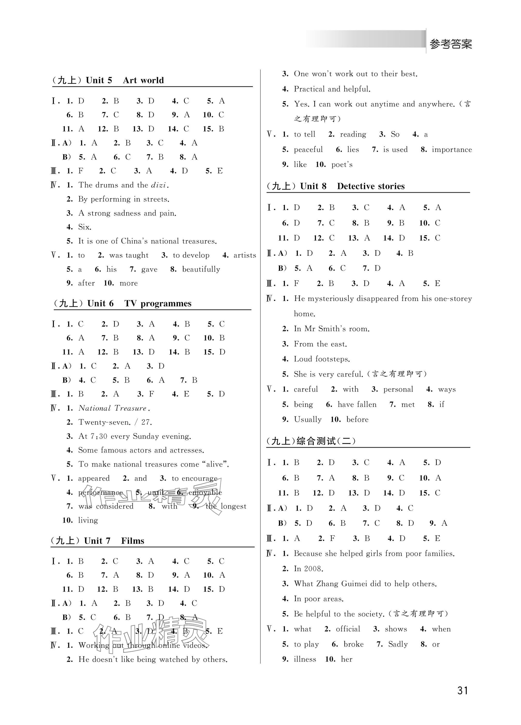 2024年初中英語(yǔ)聽(tīng)力與閱讀九年級(jí)英語(yǔ)譯林版 參考答案第5頁(yè)