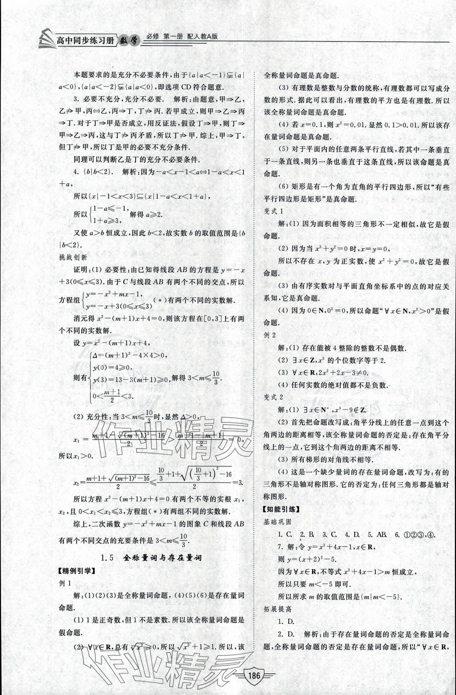 2023年同步練習(xí)冊山東教育出版社高中數(shù)學(xué)必修第一冊人教版 參考答案第6頁