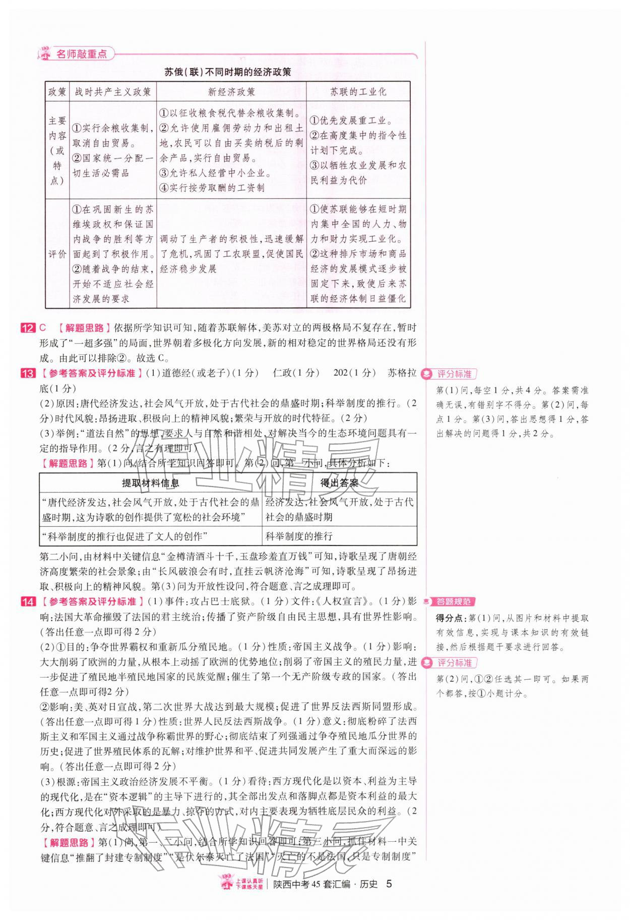 2026年金考卷45套汇编历史人教版陕西专版&nbsp;第5页