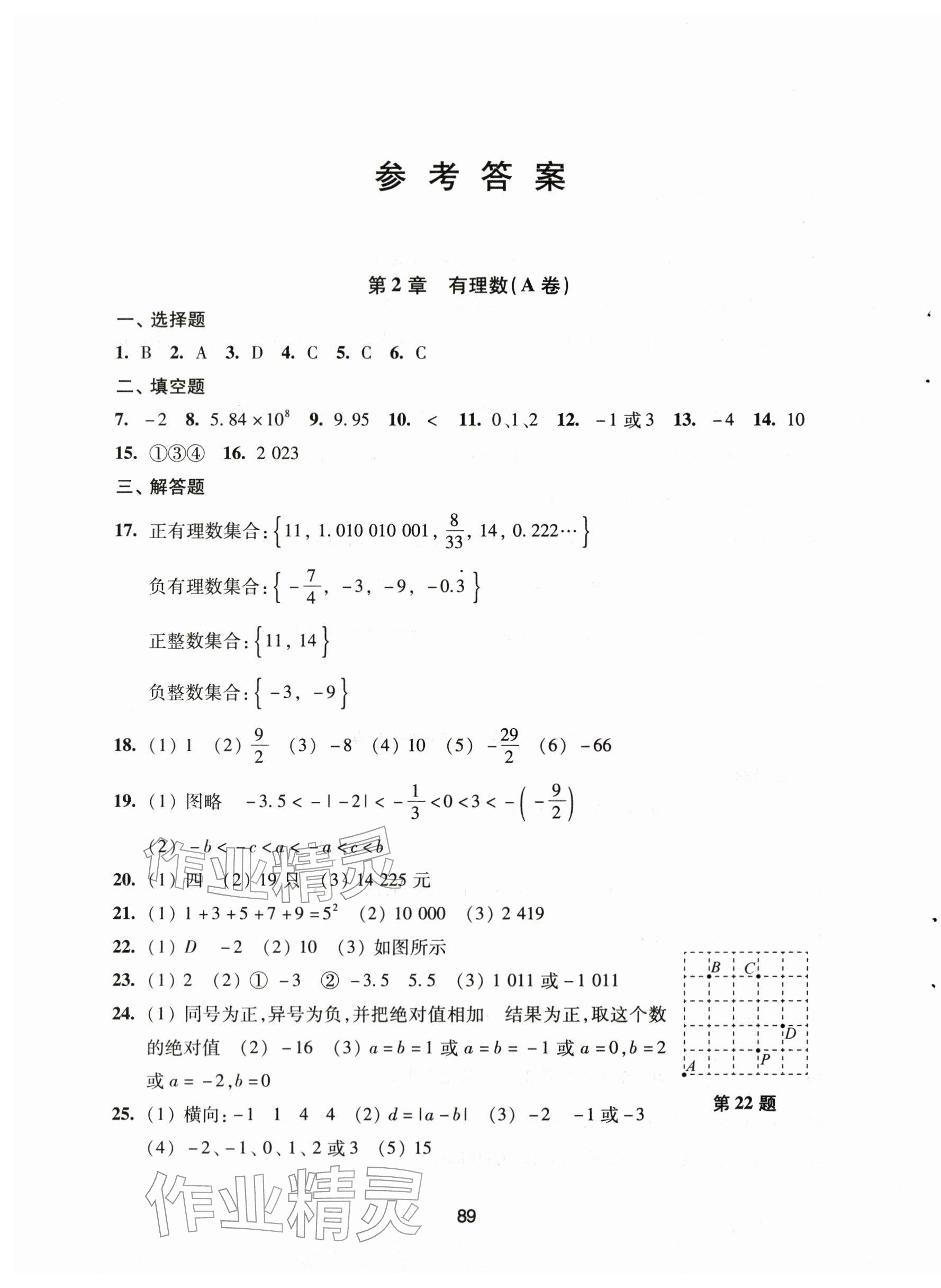 2025年学习与评价活页卷七年级数学上册苏科版 第1页